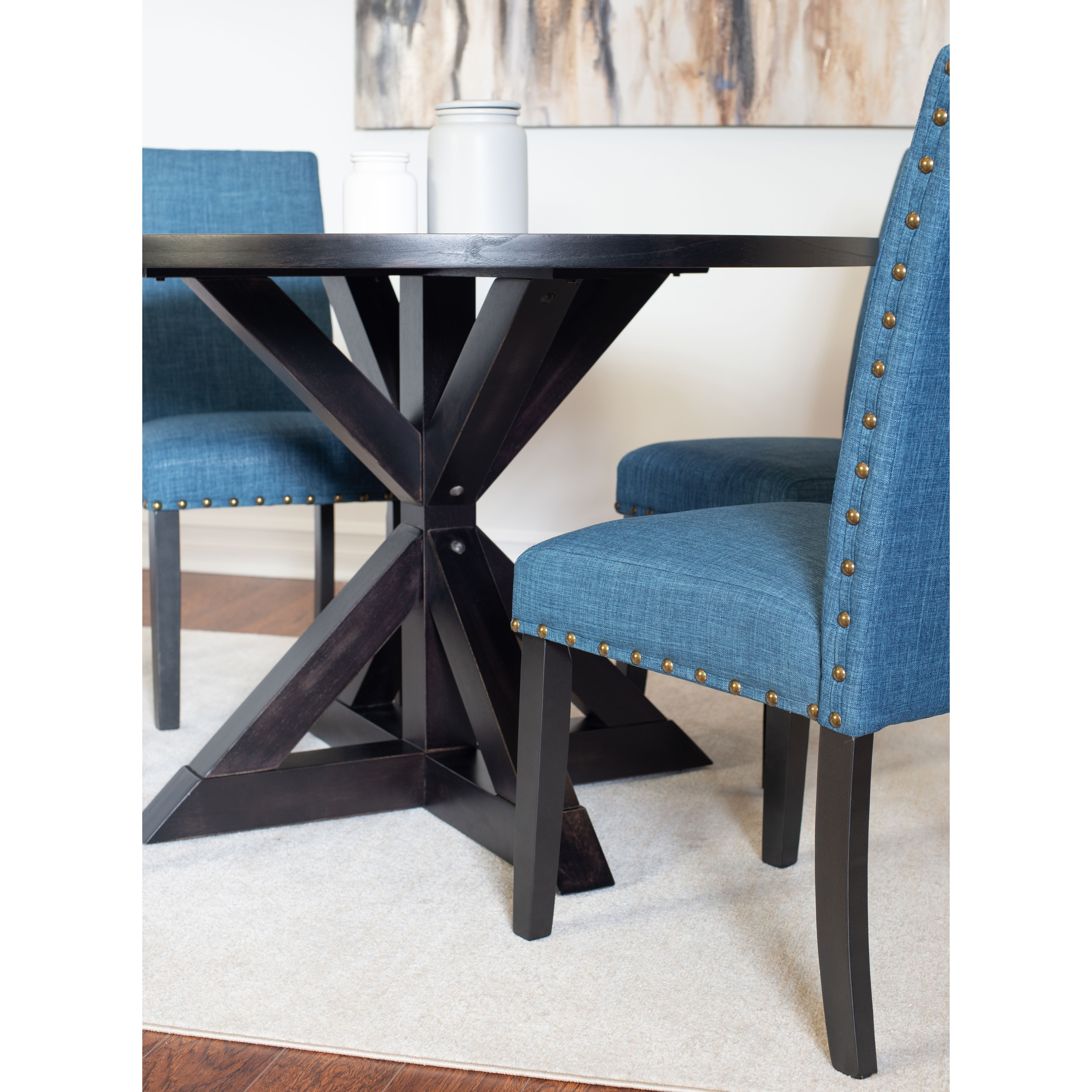 Mytzi 5-piece Dining Set, Cross-Buck Dining Table with 4 Stylish Chairs