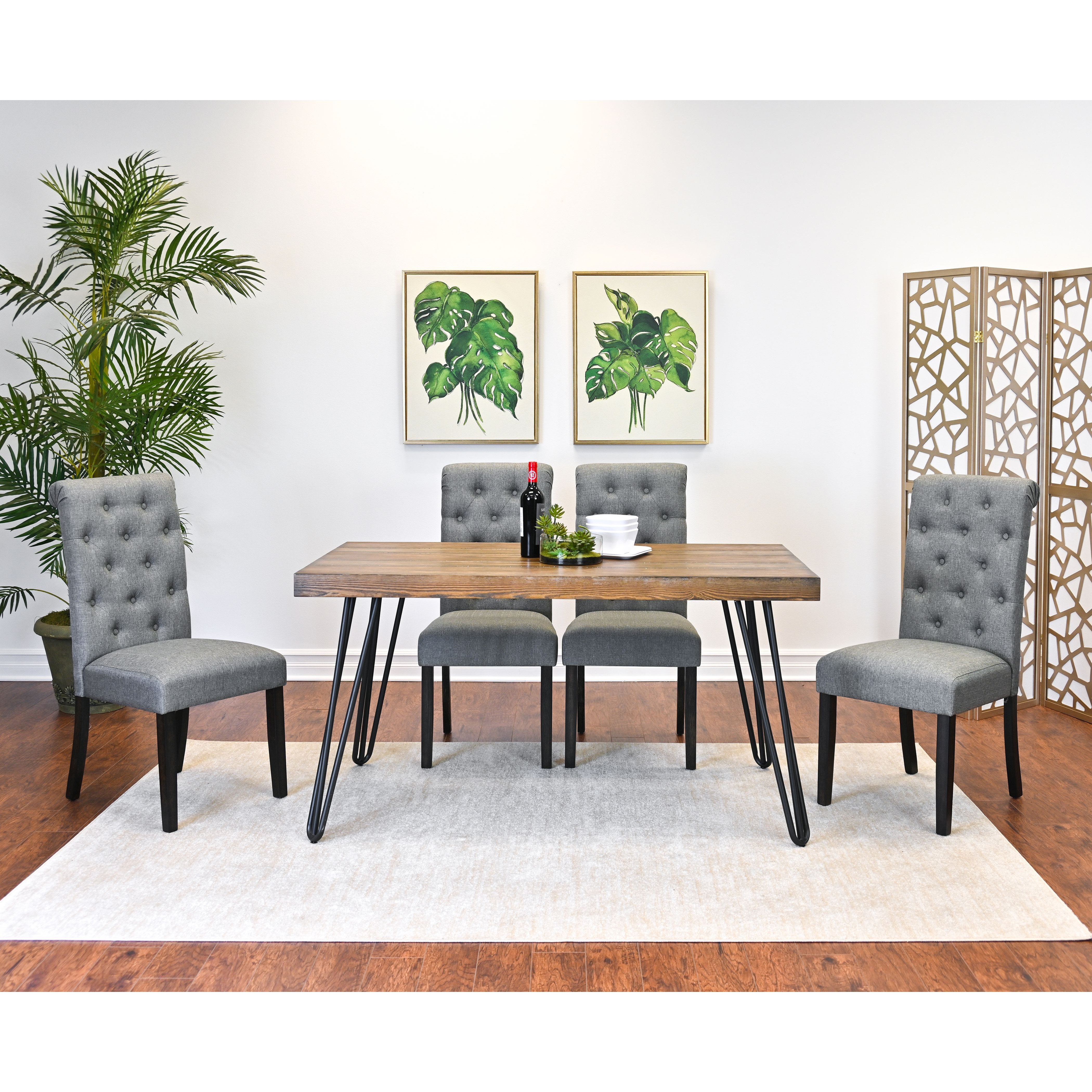 Ashford 5-Piece Dining Set, Hairpin Dining Table with 4 Chairs, 4 Color Options