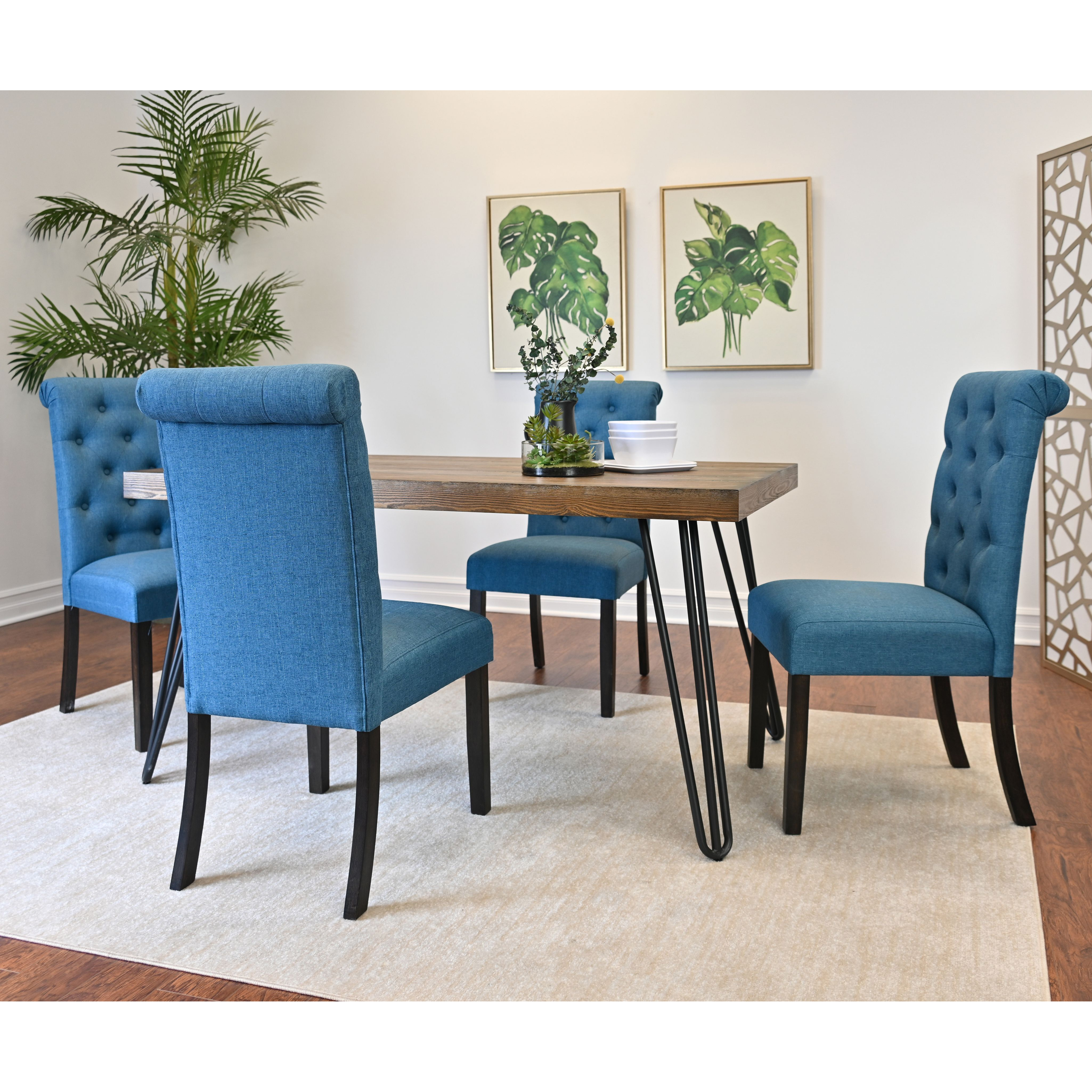 Ashford 5-Piece Dining Set, Hairpin Dining Table with 4 Chairs, 4 Color Options