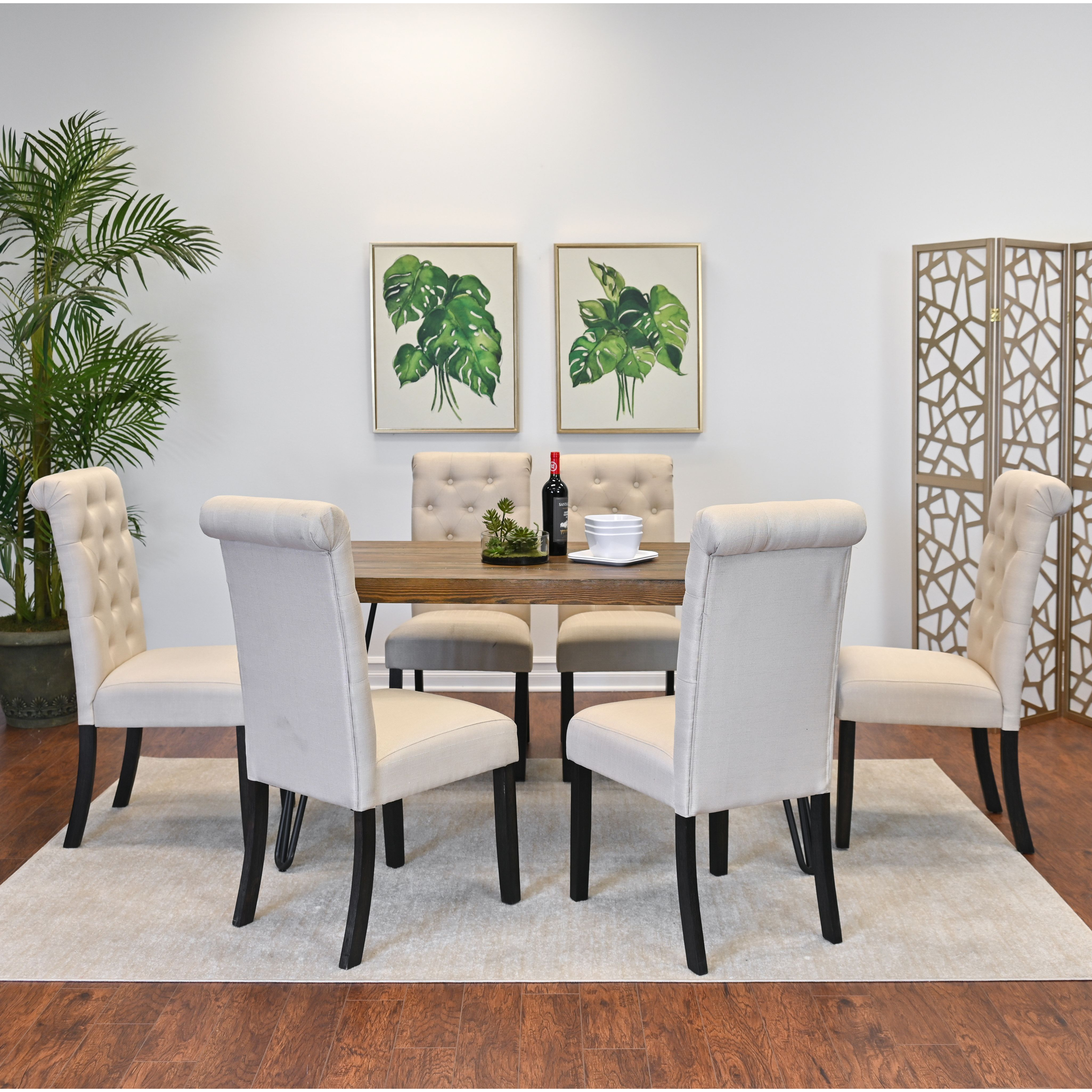 Ashford 7-Piece Dining Set, Hairpin Dining Table with 6 Chairs, 4 Color Options