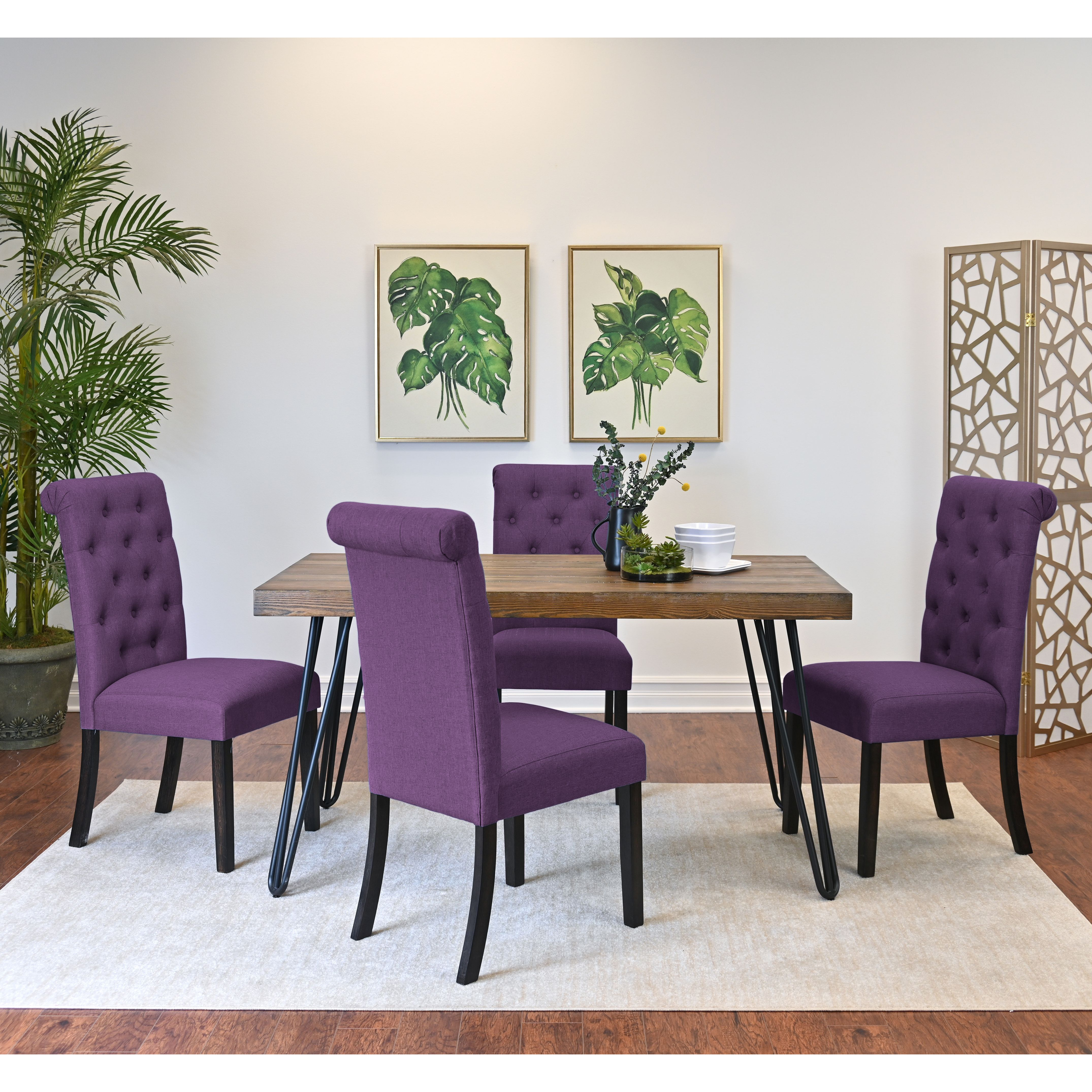 Ashford 5-Piece Dining Set, Hairpin Dining Table with 4 Chairs, 4 Color Options