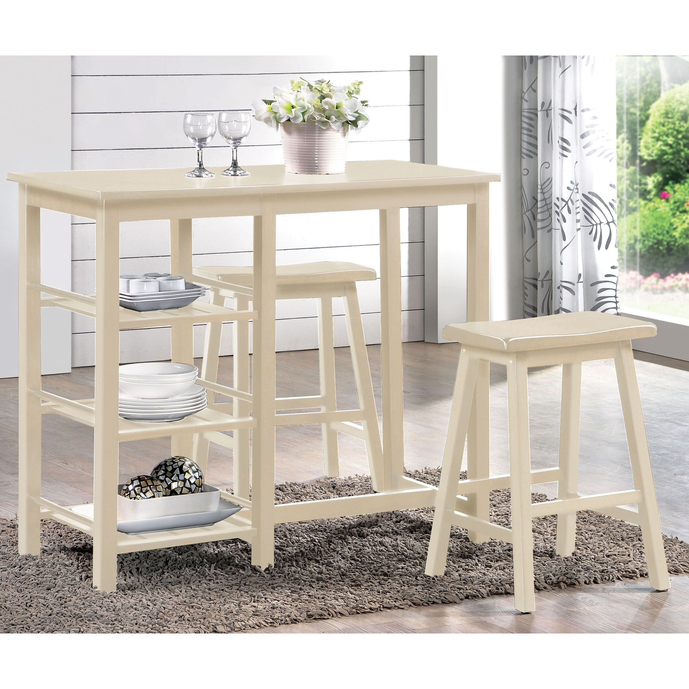 Buttermilk 3-piece Counter Height Set with Shelves