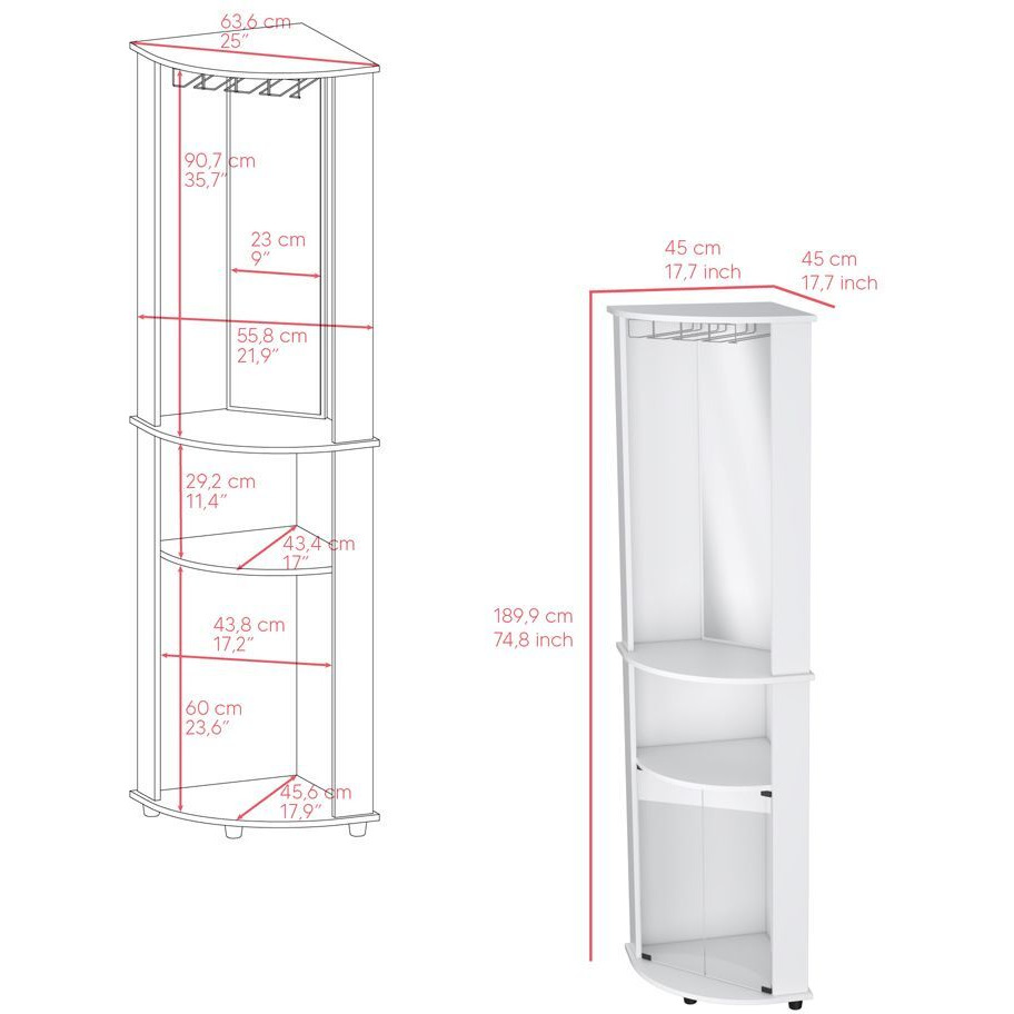 Corner Bar Cabinet Rialto, Living Room, White