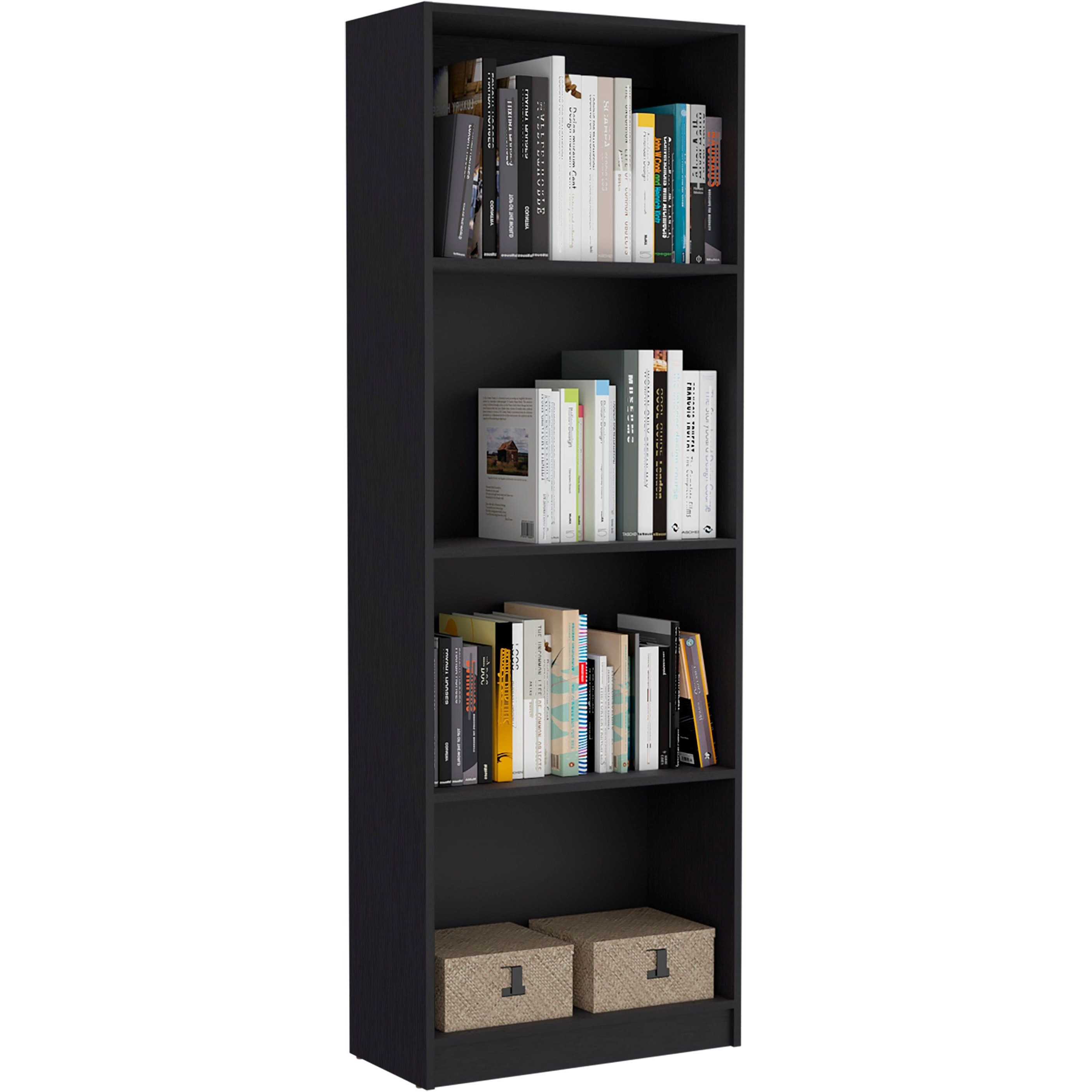 Black 4 Piece Living Room Set with 4 Bookcases
