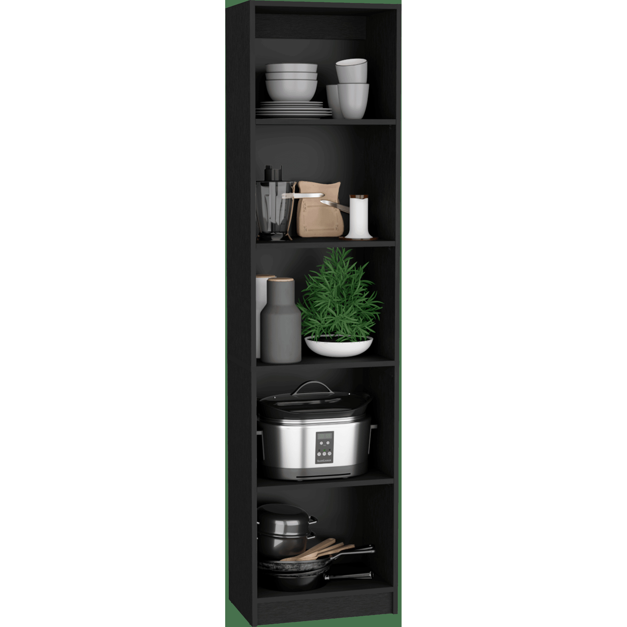 Zachary Black Slim 2 Piece Living Room Set with 2 Bookcases