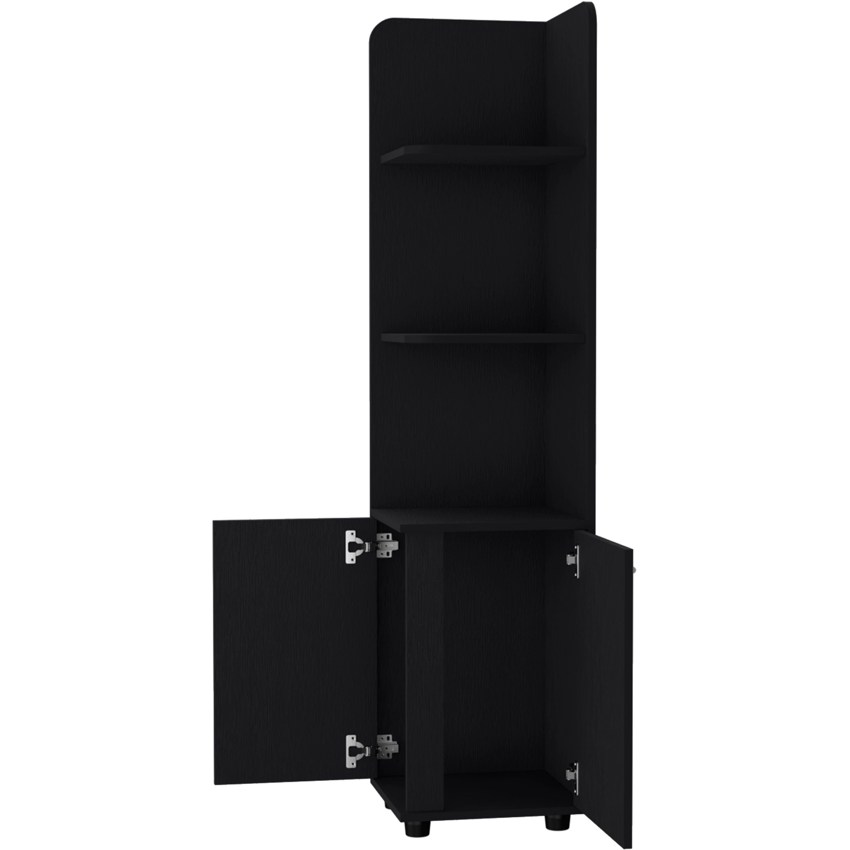 Black 2-Door Cabinet with 3 Corner Shelves