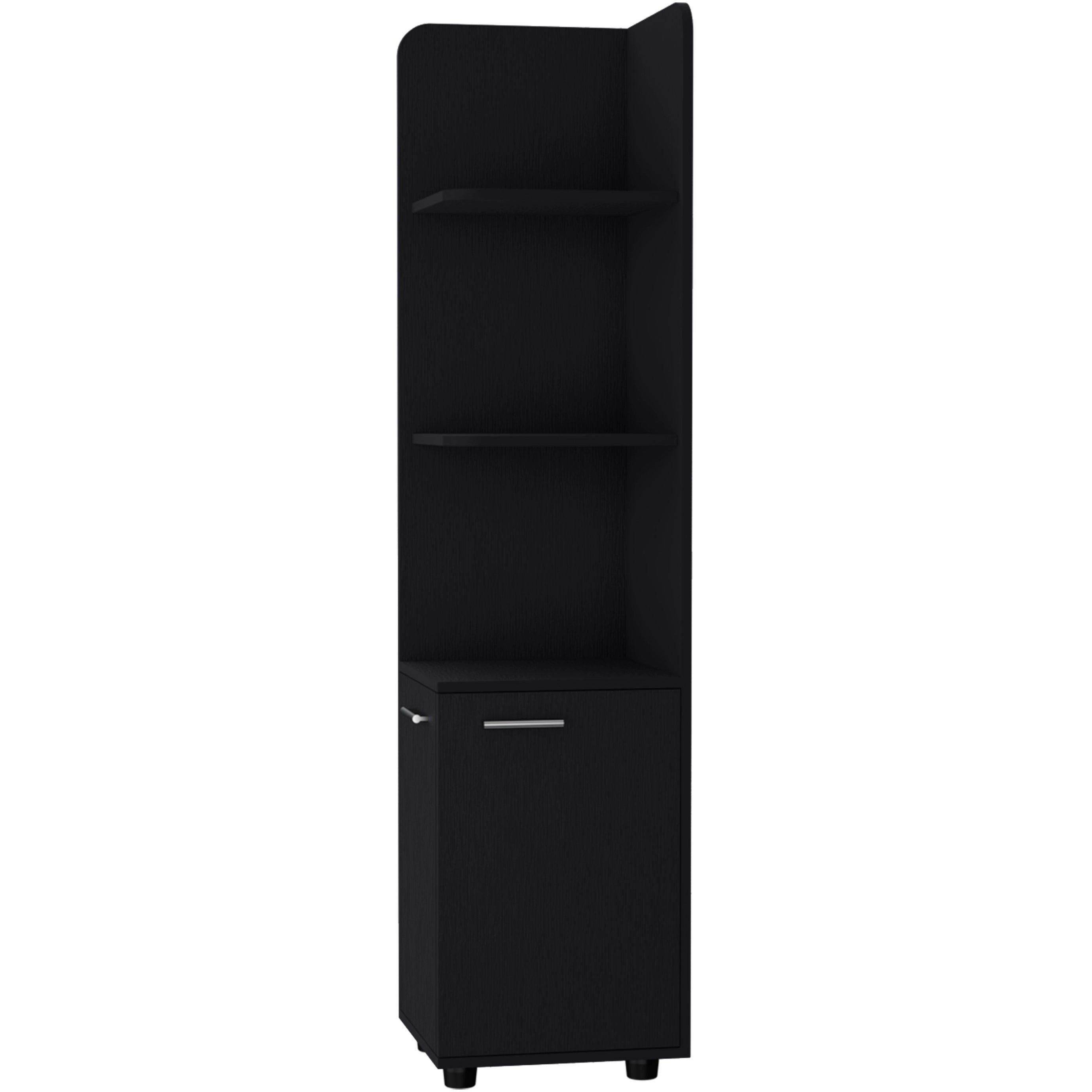 Black 2-Door Cabinet with 3 Corner Shelves