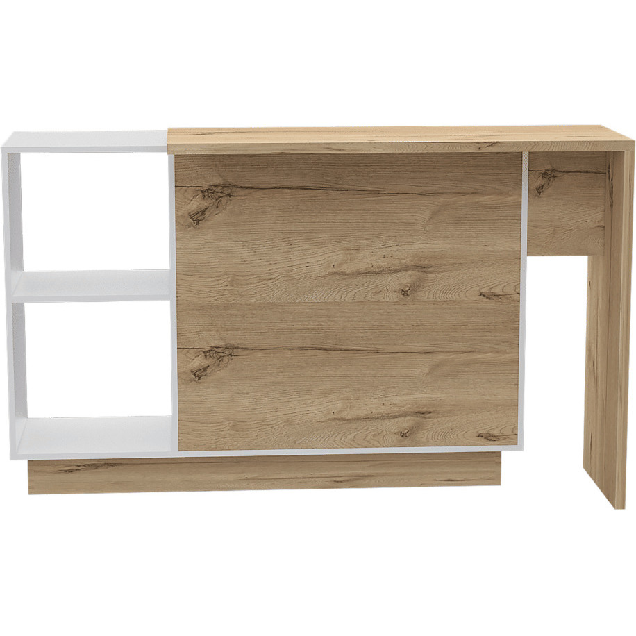 Dorchester 6-Shelf 6-Door 2-piece Kitchen Set, Kitchen Island and Pantry Cabinet White and Light Oak