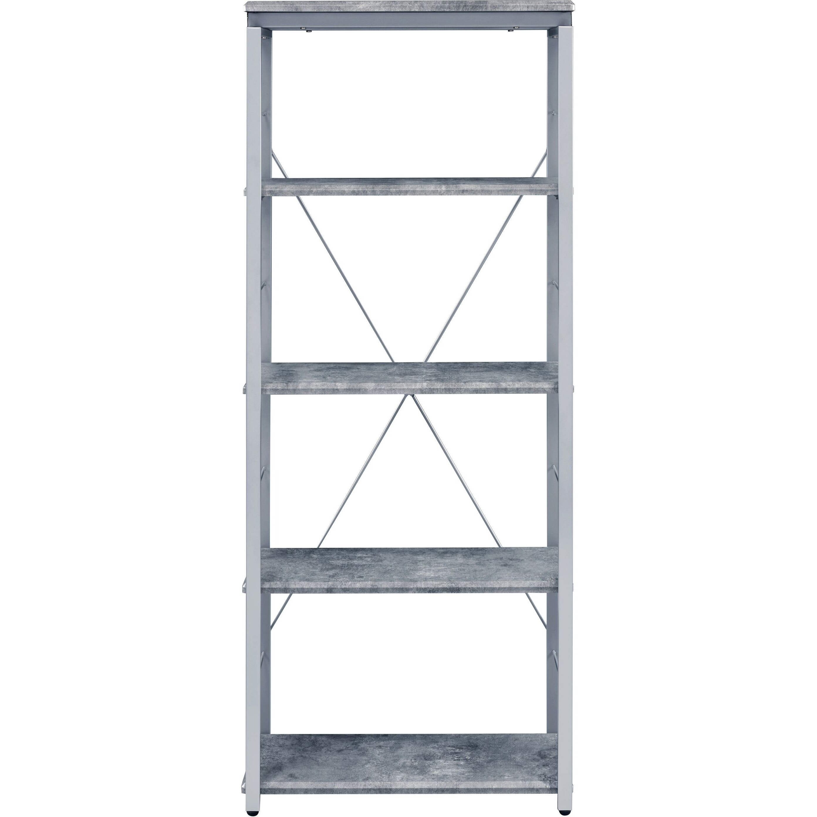 Grey and Silver 4-shelf Bookcase