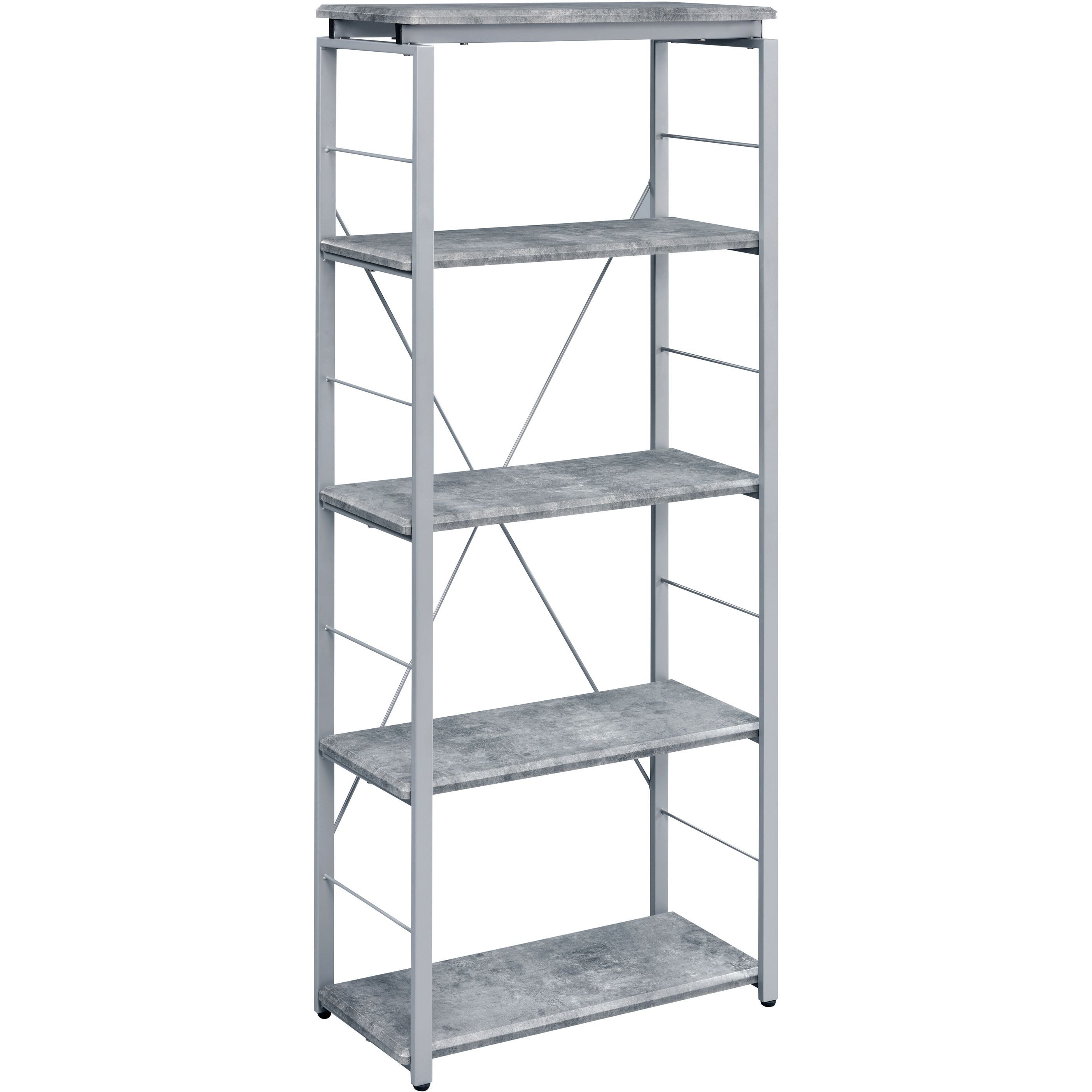 Grey and Silver 4-shelf Bookcase