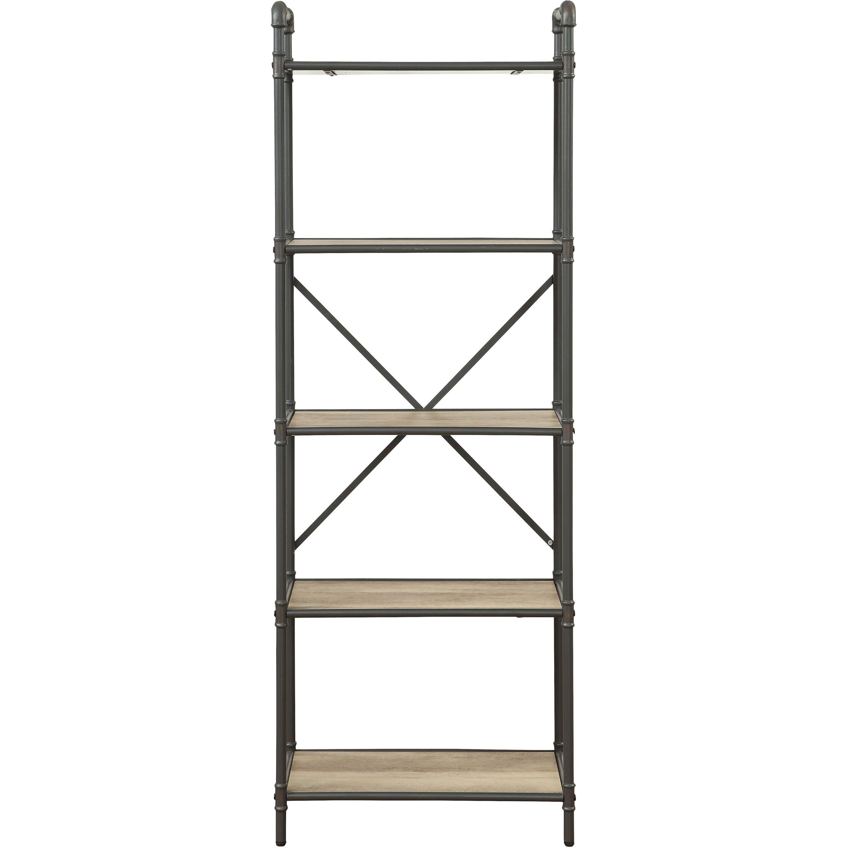 Antique Oak and Sandy Grey 5-tier Bookcase