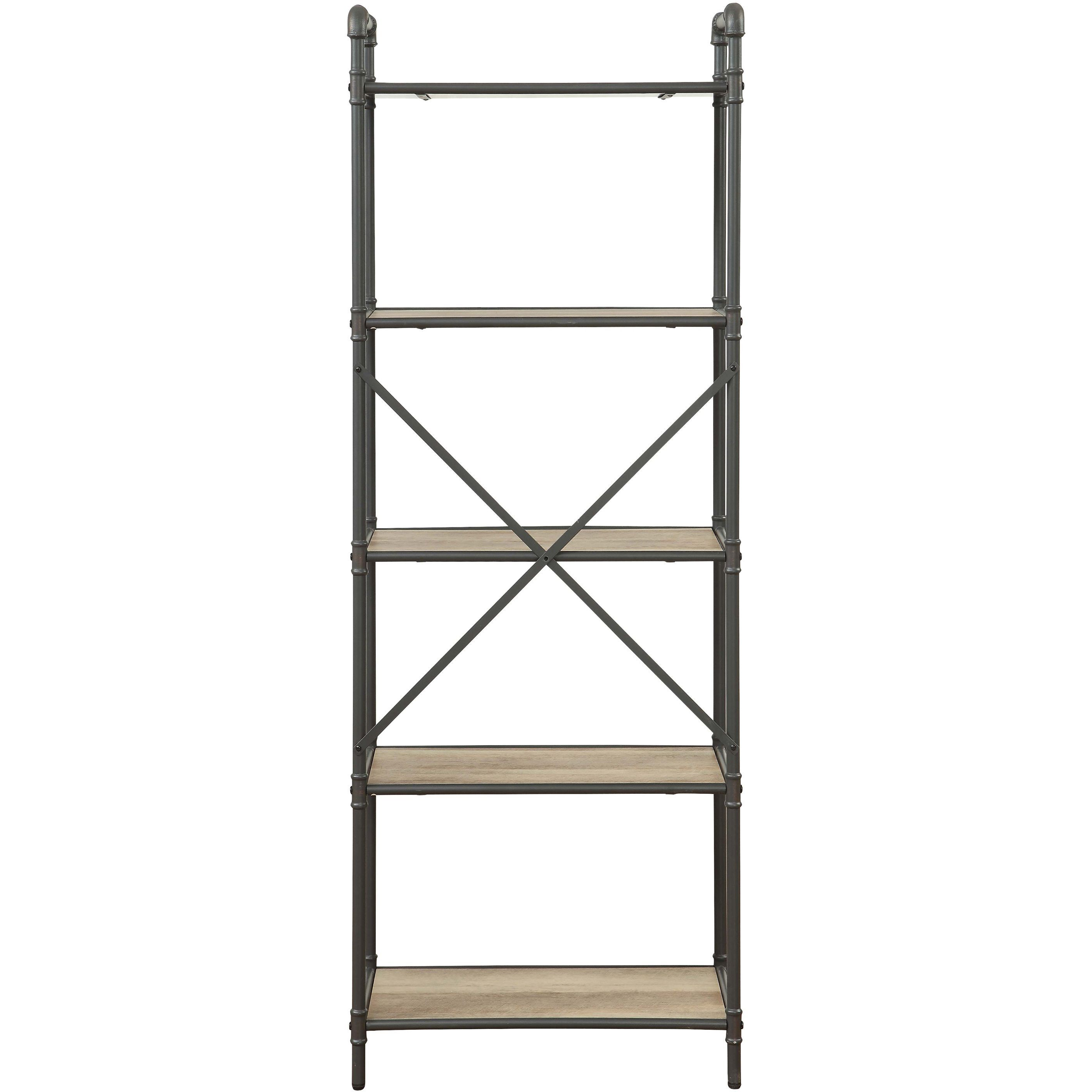Antique Oak and Sandy Grey 5-tier Bookcase