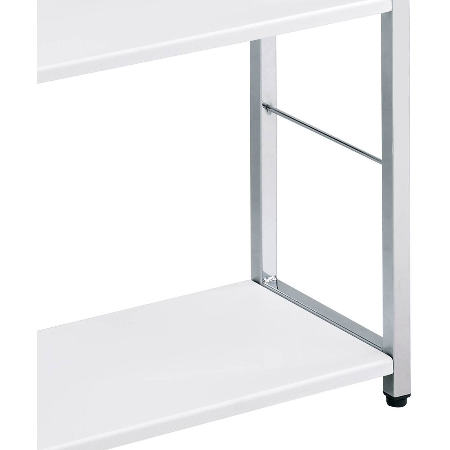 White and Chrome 4-Tier Rectangular Bookshelf