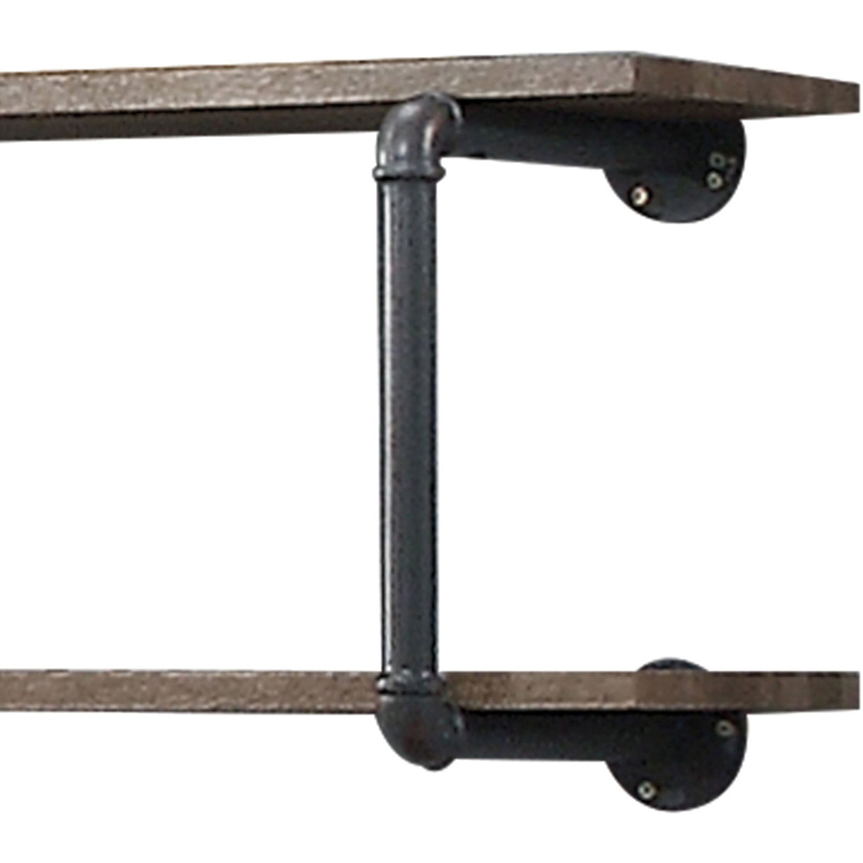 Antique Oak and Sandy Grey 2-Tier Wall Shelf