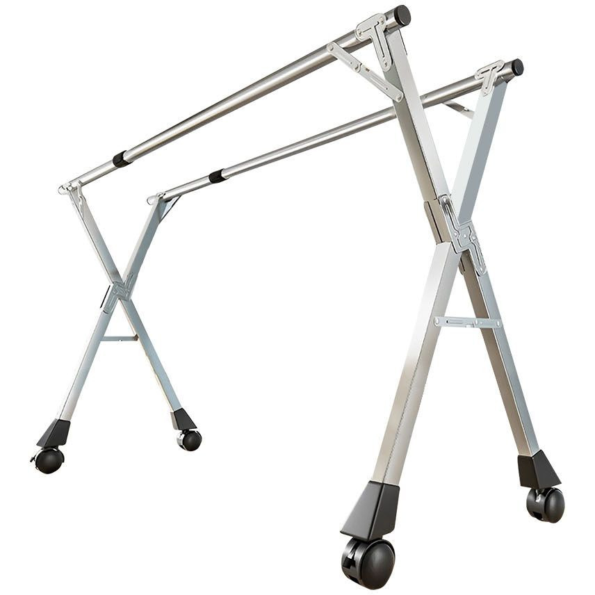 SOGA 2.4m Portable Standing Clothes Drying Rack Foldable Space-Saving Laundry Holder with Wheels