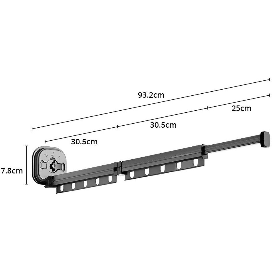 SOGA 93.2cm Wall-Mounted Clothing Dry Rack Retractable Space-Saving Foldable Hanger