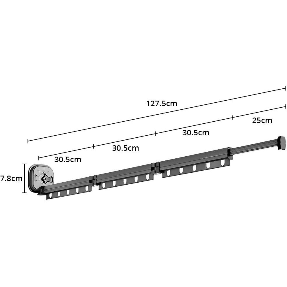 SOGA 127.5cm Wall-Mounted Clothing Dry Rack Retractable Space-Saving Foldable Hanger