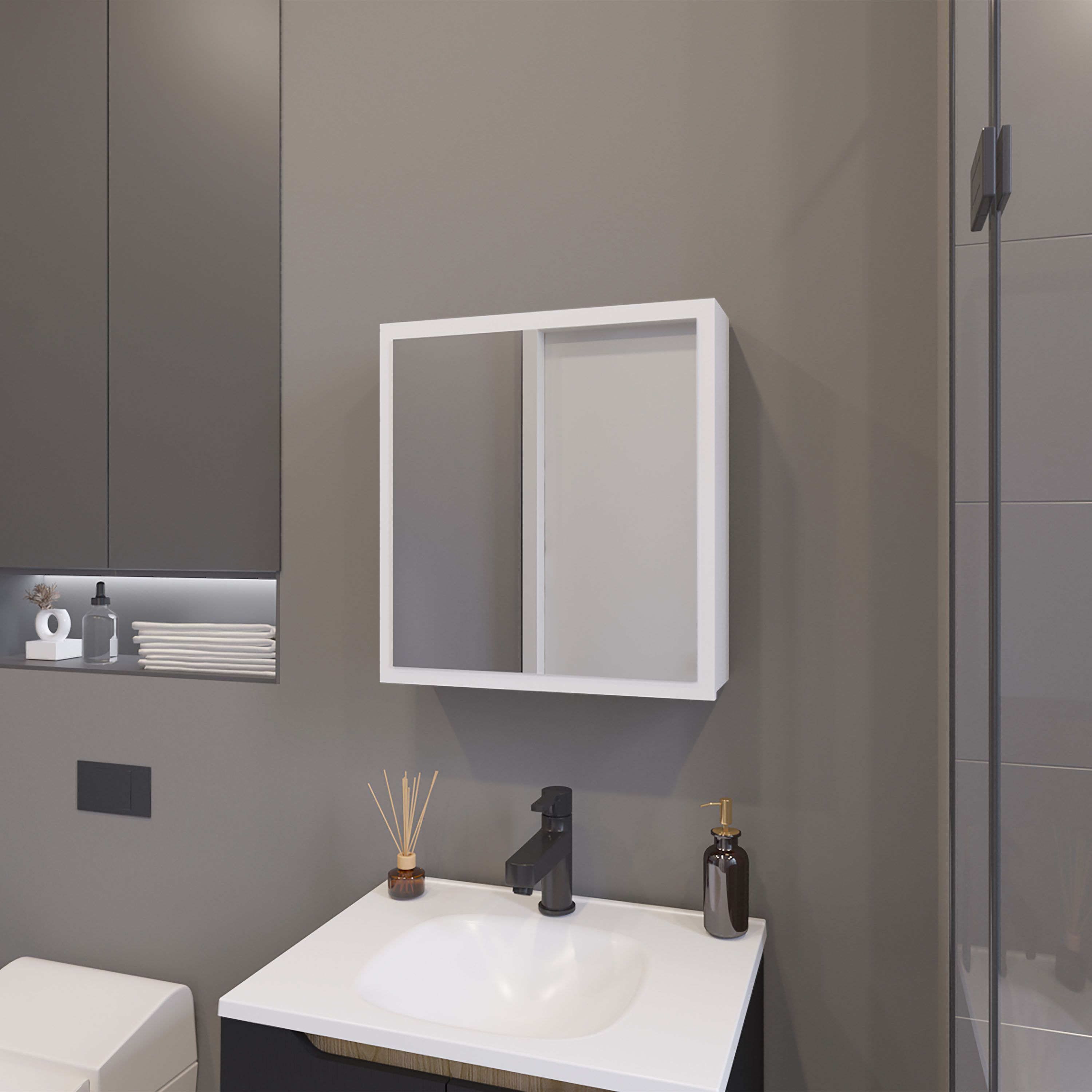 Morenci Medicine Cabinet With Included Mirror And 1 Door, White