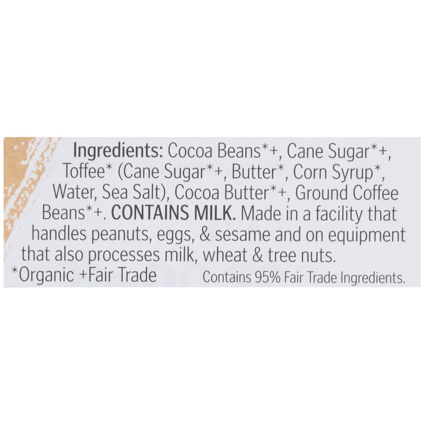 Theo Chocolate - Bar Coffee Toffee 70% - Case Of 12 - 3 Oz