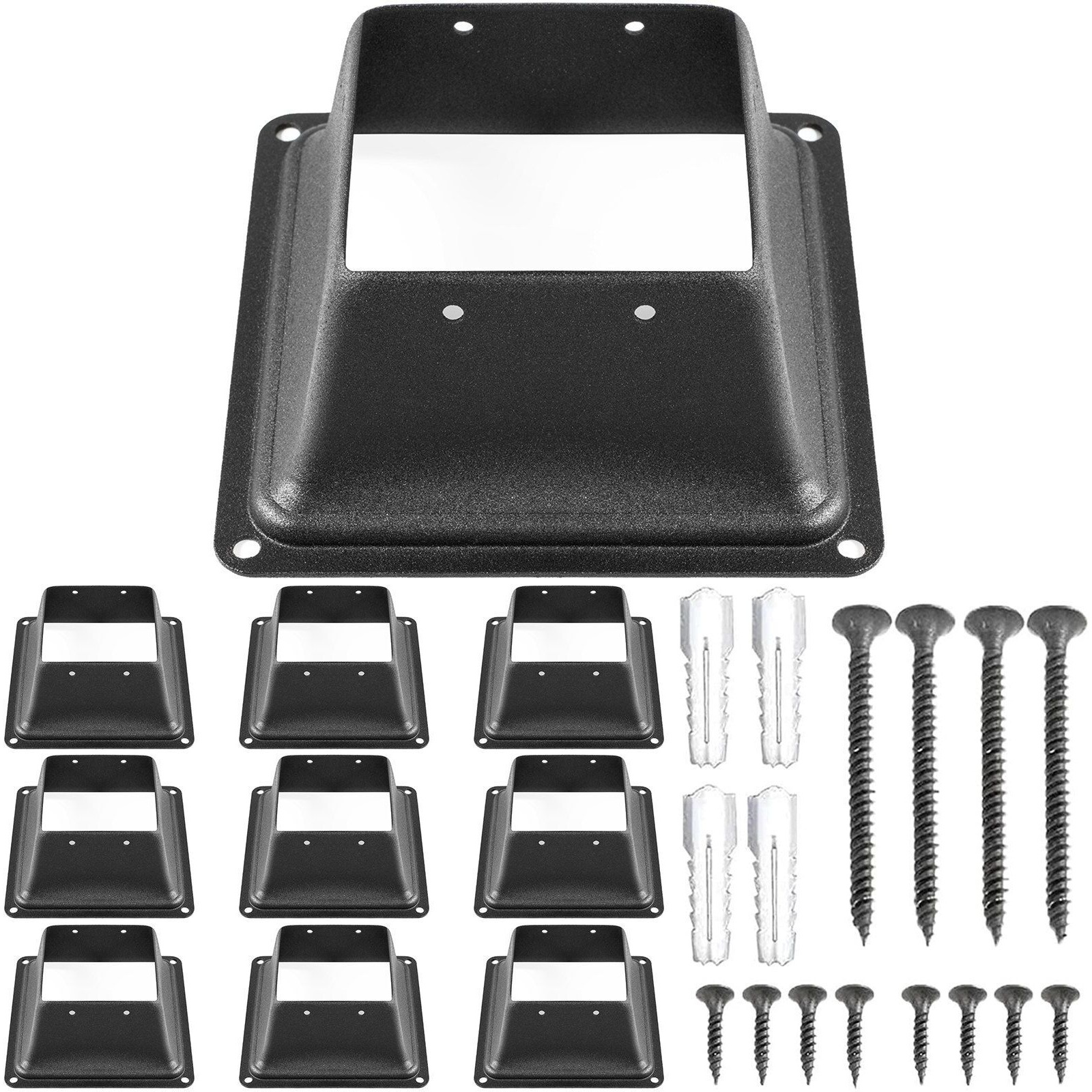 VEVOR Deck Post Base 10 PCS Post Base Skirt 4 x 4" (Internal 3.38x3.38") Post Support Flange 2.5 LBS Deck Post Skirt Black Powder-Coated Decking Post Base Wood Post Anch for Deck Support Porch Railing
