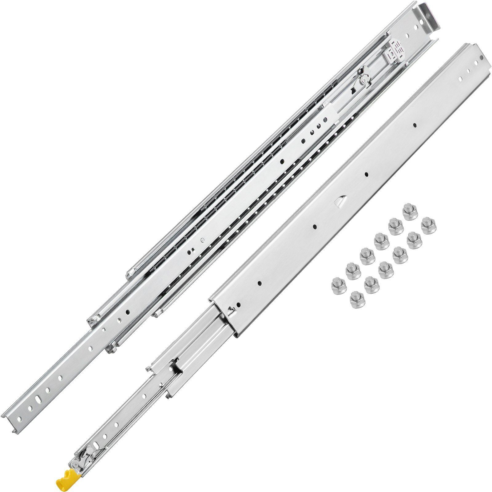 VEVOR Heavy Duty Drawer Slides 48" Length, Locking Drawer Slides 500lbs Load Capacity Long Full Extension Drawer Slide 1 Pair Side Mount Ball Bearing Drawer Glides Push to Open Drawer Runners Rail