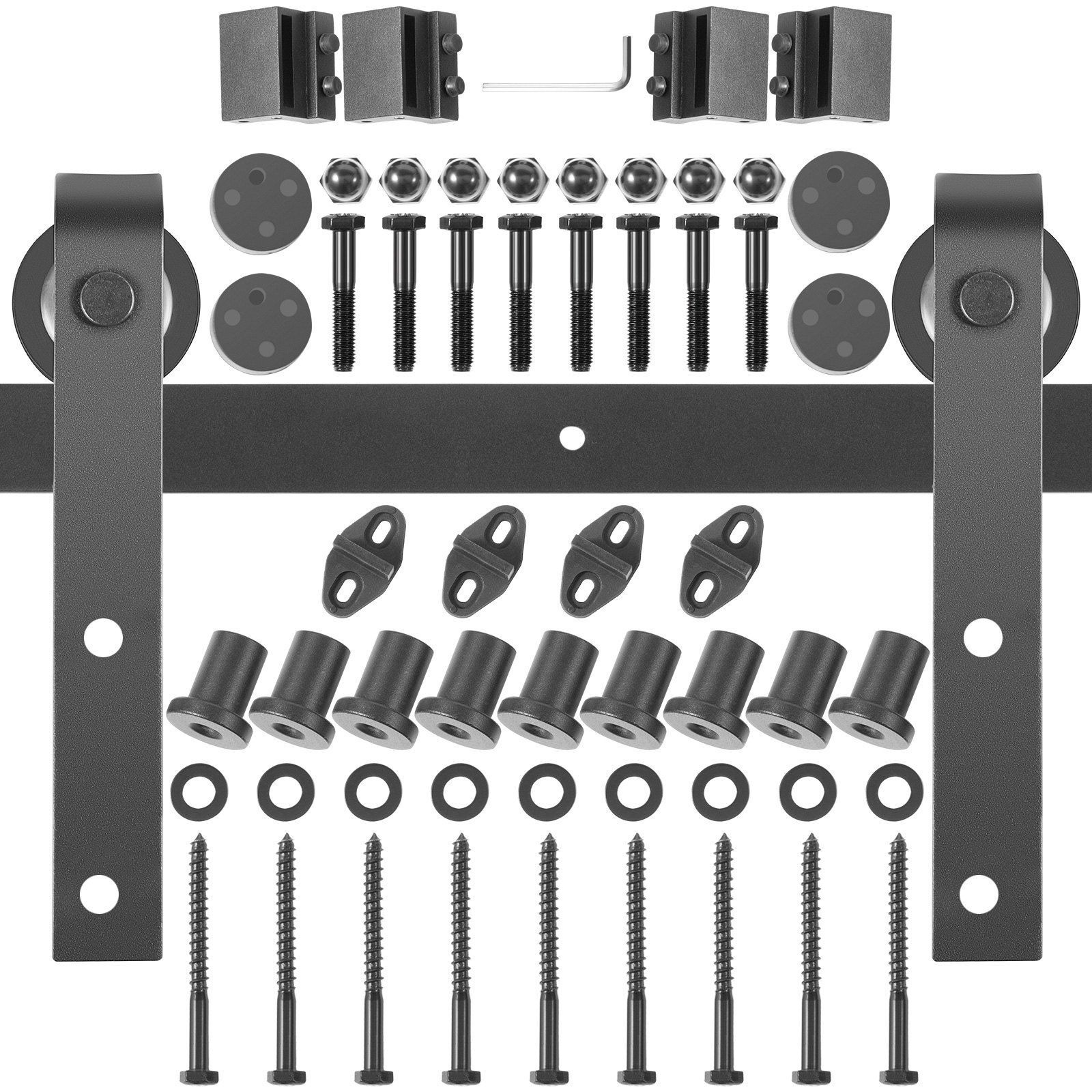VEVOR Sliding Barn Door Hardware Kit, 11FT Barn Door Kit, 330LBS Load-Bearing Double Barn Door Hardware Kit, Carbon Steel Barn Door Track, Darn Door for 1.37-1.77" Thickness & 5.5FT Wide Door Panel