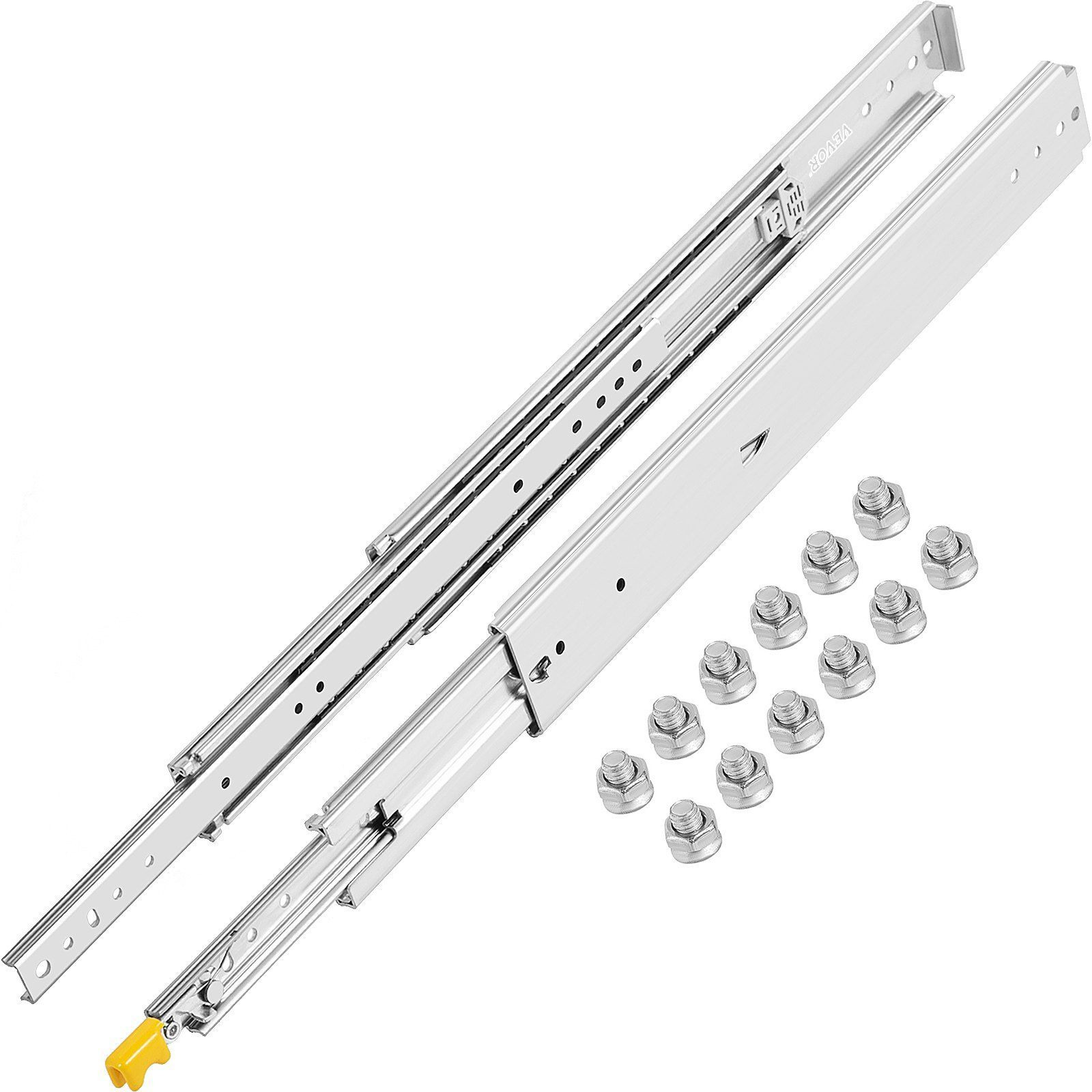 VEVOR Heavy Duty Drawer Slides 40" Length, Locking Drawer Slides 500lbs Load Capacity Long Full Extension Drawer Slide 1 Pair Side Mount Ball Bearing Drawer Glides Push to Open Drawer Runners Rail
