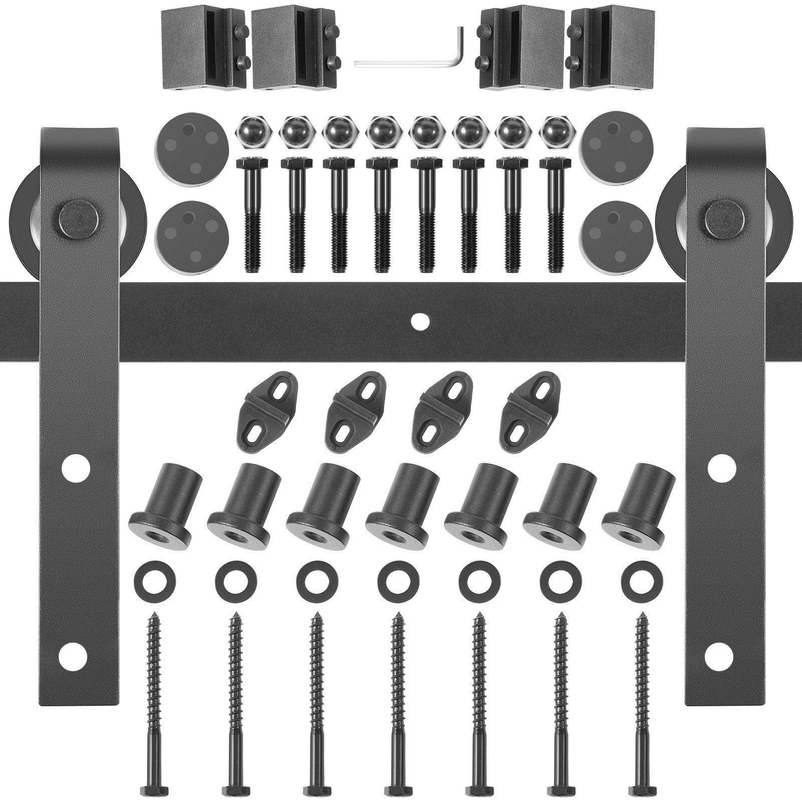 VEVOR Sliding Barn Door Hardware Kit, 9FT Barn Door Kit, 330LBS Load-Bearing Double Barn Door Hardware Kit, Carbon Steel Barn Door Track, Darn Door for 1.37-1.77" Thickness & 4.5FT Wide Door Panel