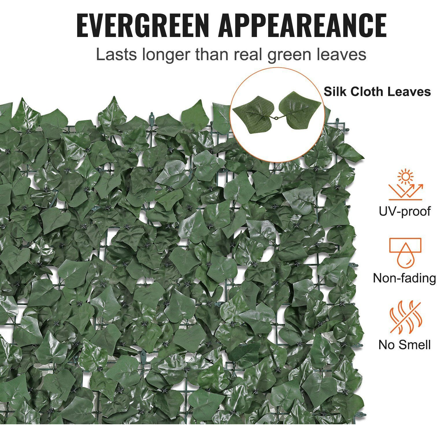 VEVOR Ivy Privacy Fence, 96 x 72 in Artificial Green Wall Screen, Greenery Ivy Fence with Strengthened Joint, Faux Hedges Vine Leaf Decoration for Outdoor Garden, Yard, Balcony, Patio Decor