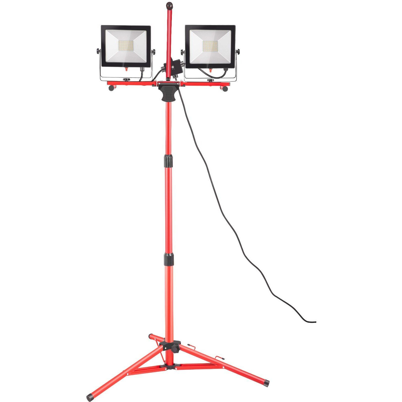 VEVOR LED Work Light with Stand, 5000 Lumen Dual-head LED Work Light with 27.6"-68.1" Adjustable and Foldable Tripod Stand, IP65 Waterproofed LED Tripod Work Light, with 5000 Kelvin Color Temperature