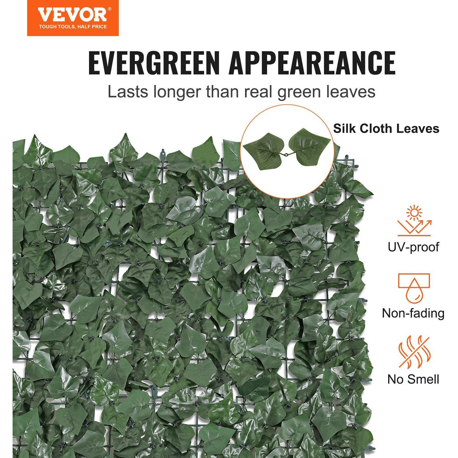 VEVOR Ivy Privacy Fence, 59 x 98 in Artificial Green Wall Screen, Greenery Ivy Fence with Strengthened Joint, Faux Hedges Vine Leaf Decoration for Outdoor Garden, Yard, Balcony, Patio Decor