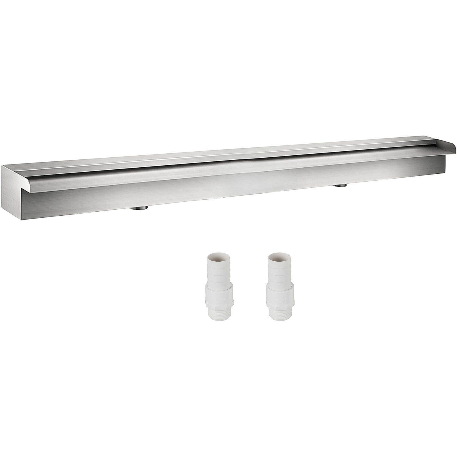 VEVOR Pool Fountain Stainless Steel Pool Waterfall Spillway with Pipe Connector Rectangular Garden Outdoor (59.1")