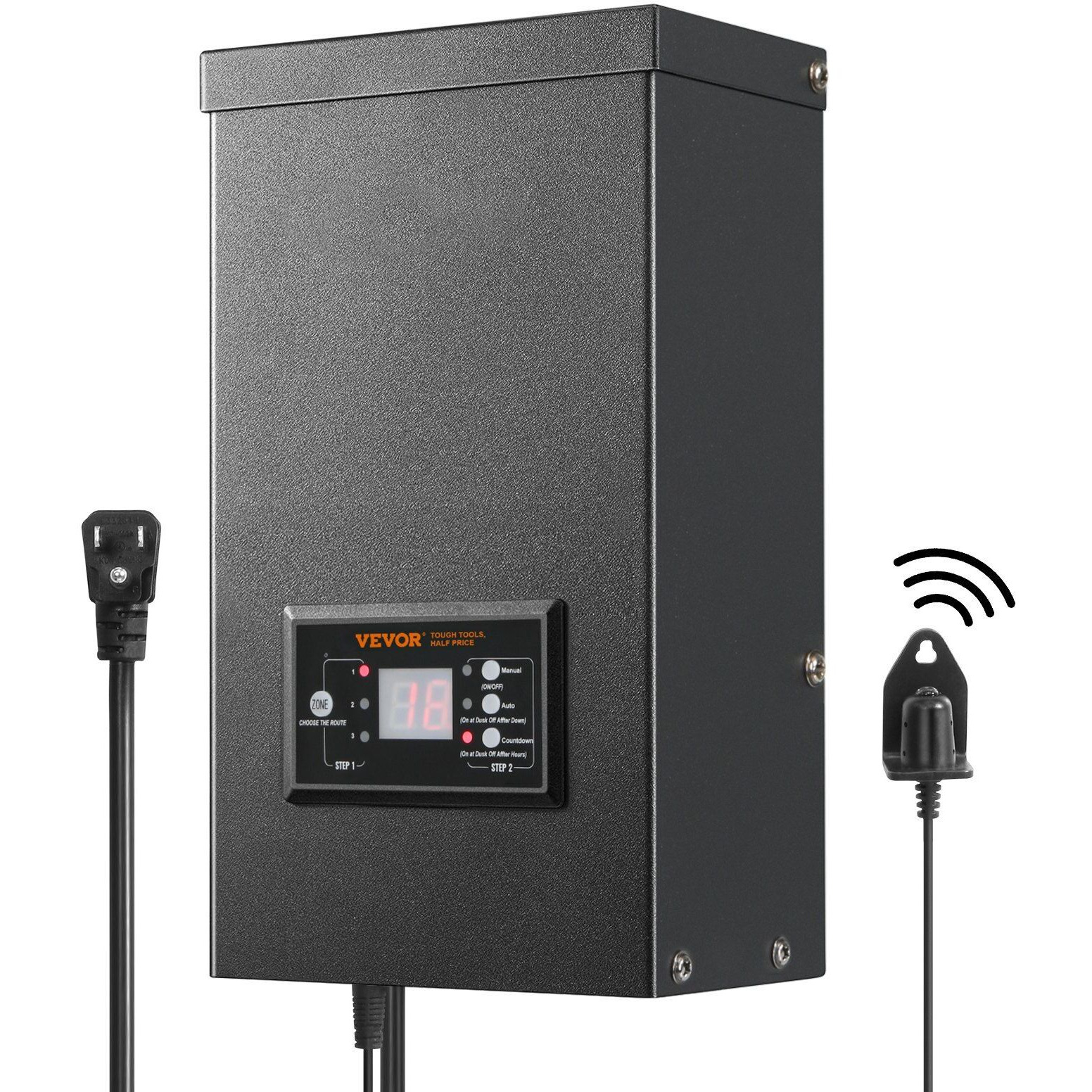 VEVOR 600W Low Voltage Landscape Transformer with Timer and Photocell Sensor, Waterproof Landscape Lighting Transformer, 120V AC to 12V/14V AC for Outdoor, Spotlight, Pathway Light, Pool light, ETL