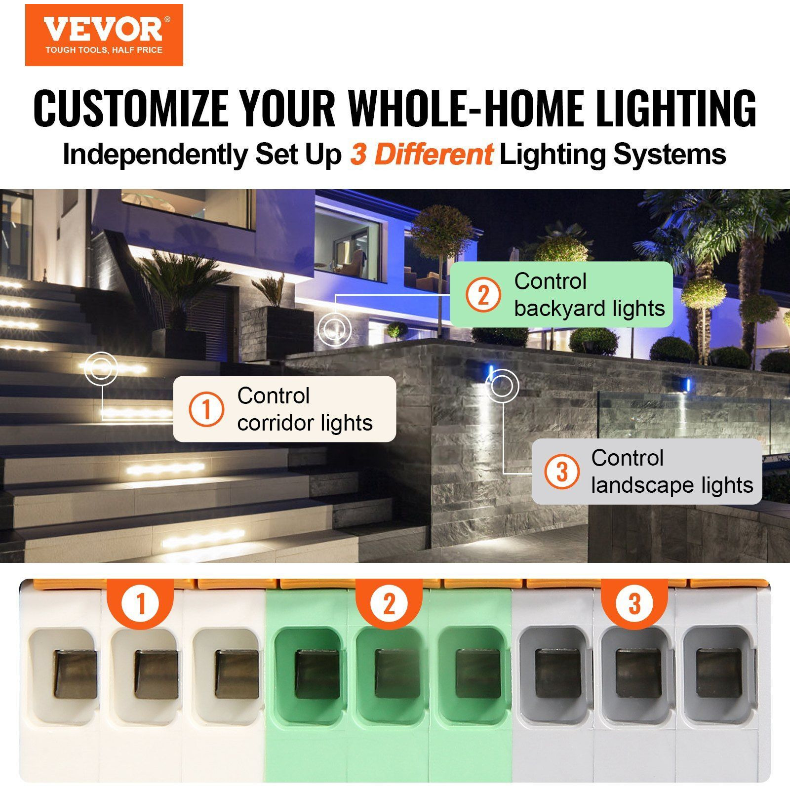 VEVOR 600W Low Voltage Landscape Transformer with Timer and Photocell Sensor, Waterproof Landscape Lighting Transformer, 120V AC to 12V/14V AC for Outdoor, Spotlight, Pathway Light, Pool light, ETL