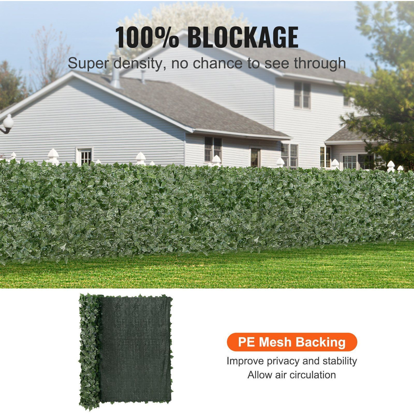 VEVOR Ivy Privacy Fence, 59 x 98 in Artificial Green Wall Screen, Greenery Ivy Fence with Mesh Cloth Backing and Strengthened Joint, Faux Hedges Vine Leaf Decoration for Outdoor Garden, Yard, Balcony