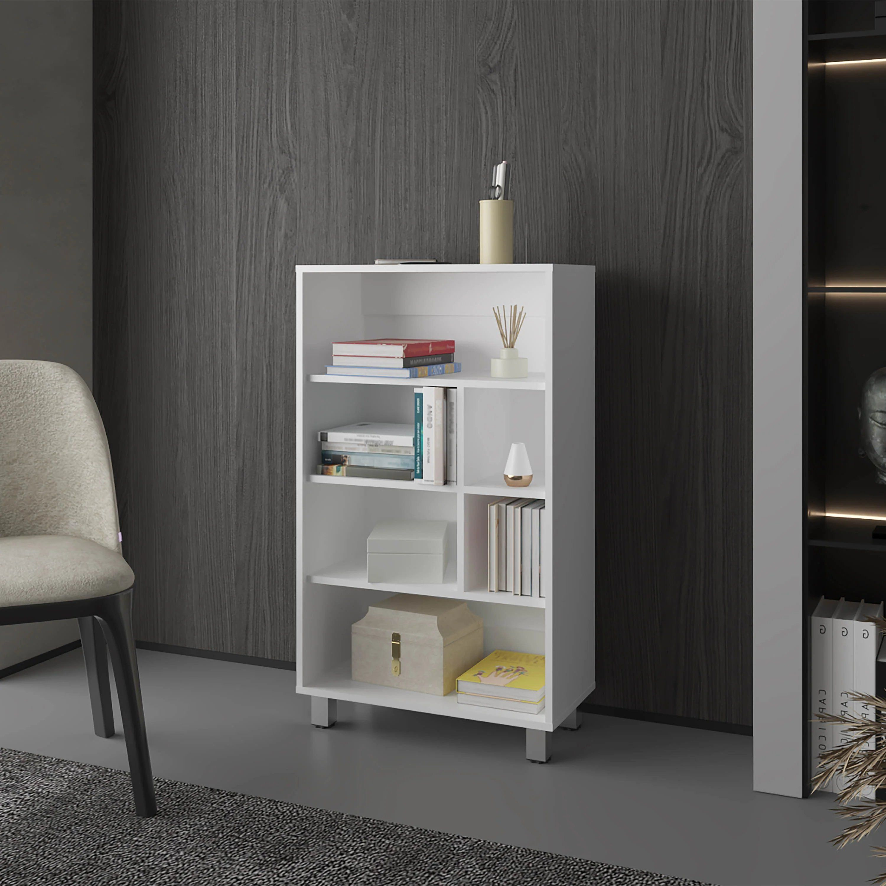 White Bookcase with Six Shelf