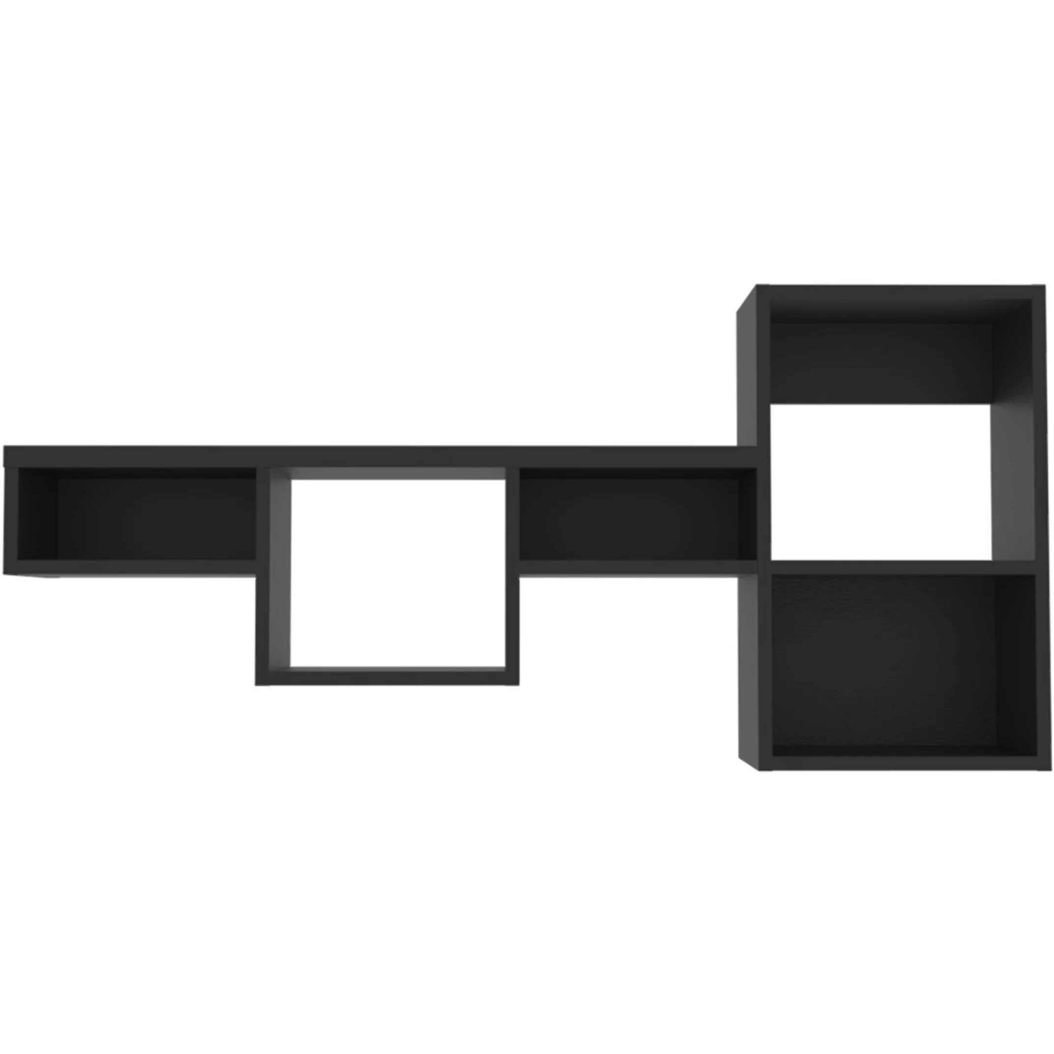 Black Wall-Mounted Shelf Unit with 5 Shelf