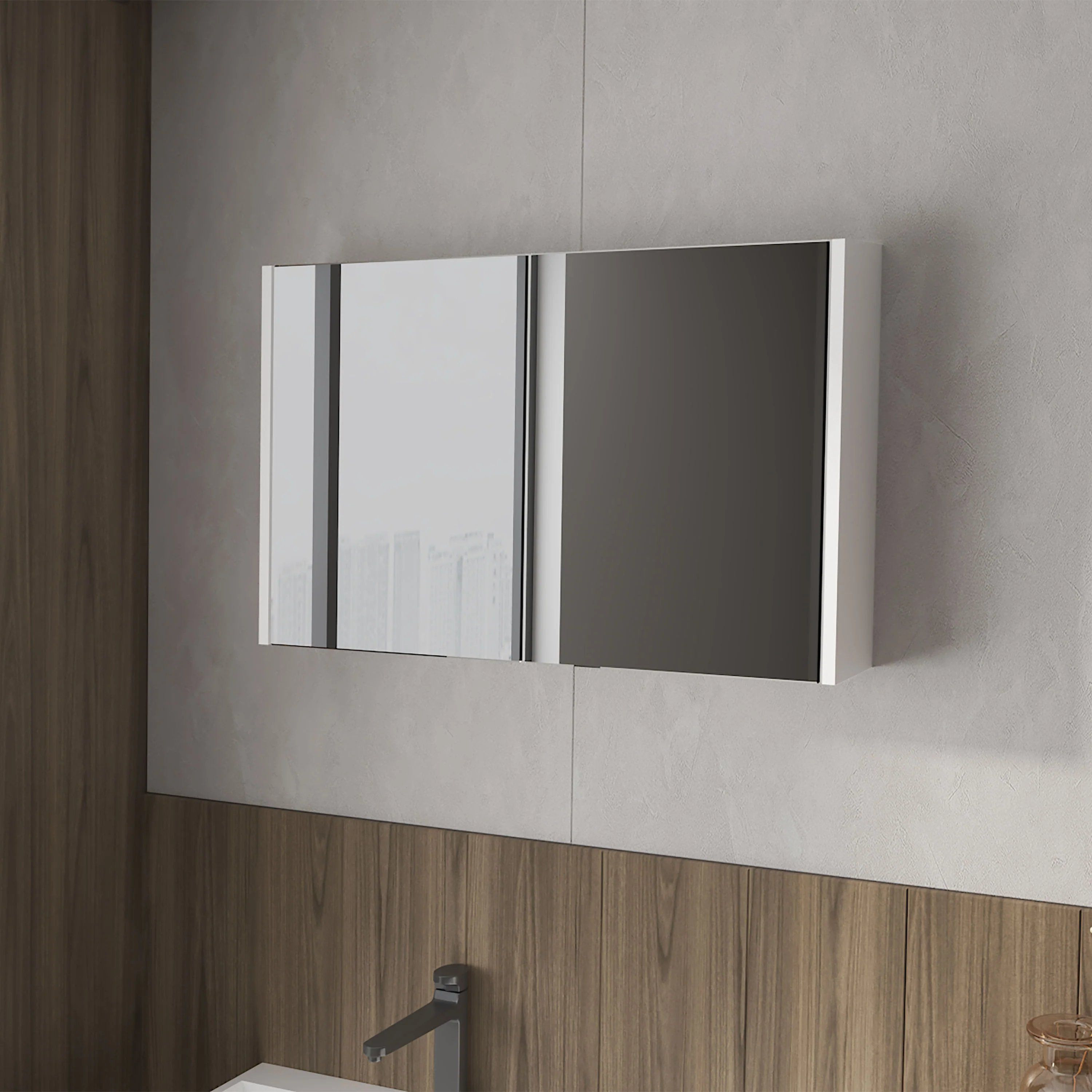 White Medicine Cabinet with Included Mirrors and 2 Doors