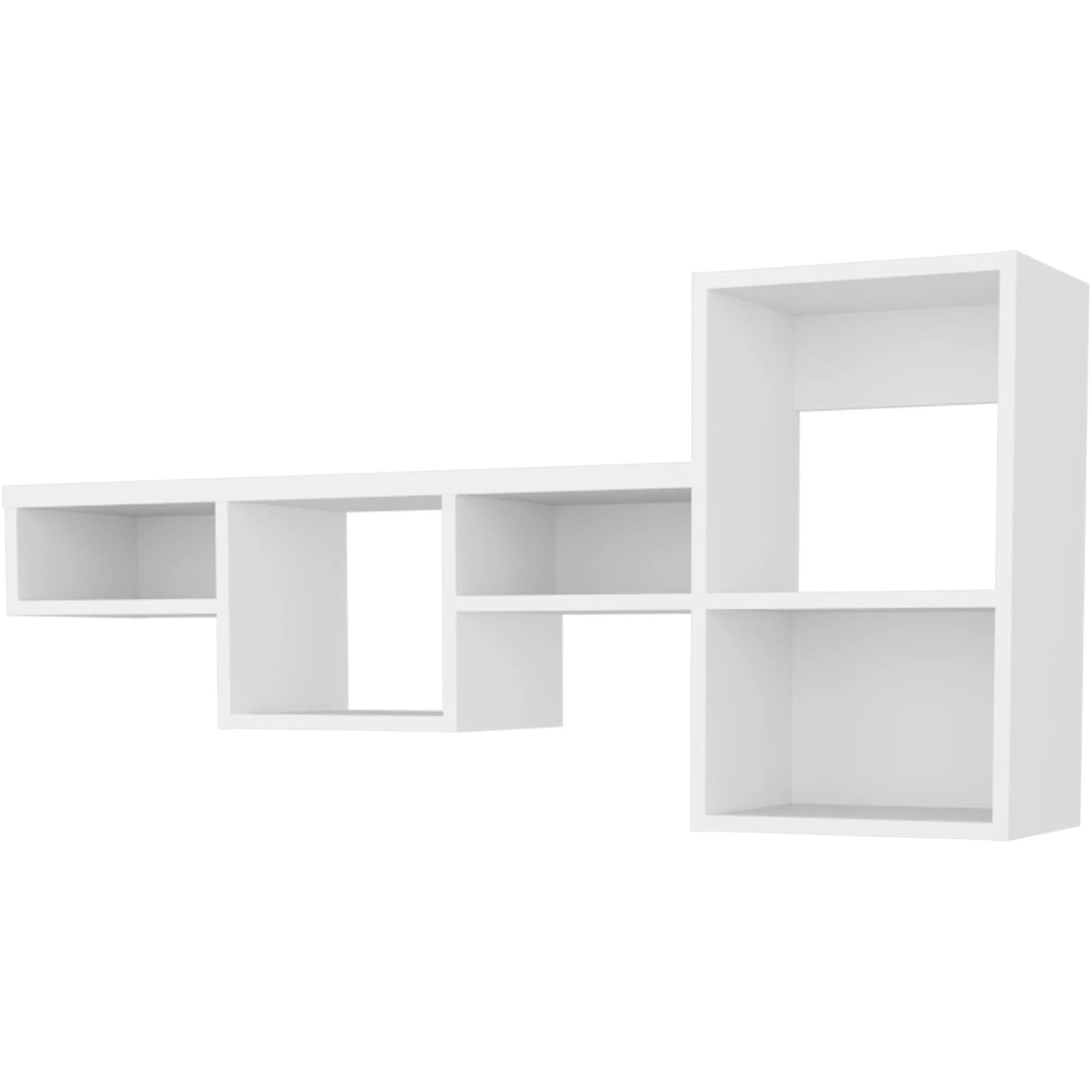 White Wall-Mounted Shelf Unit with 5 Shelf