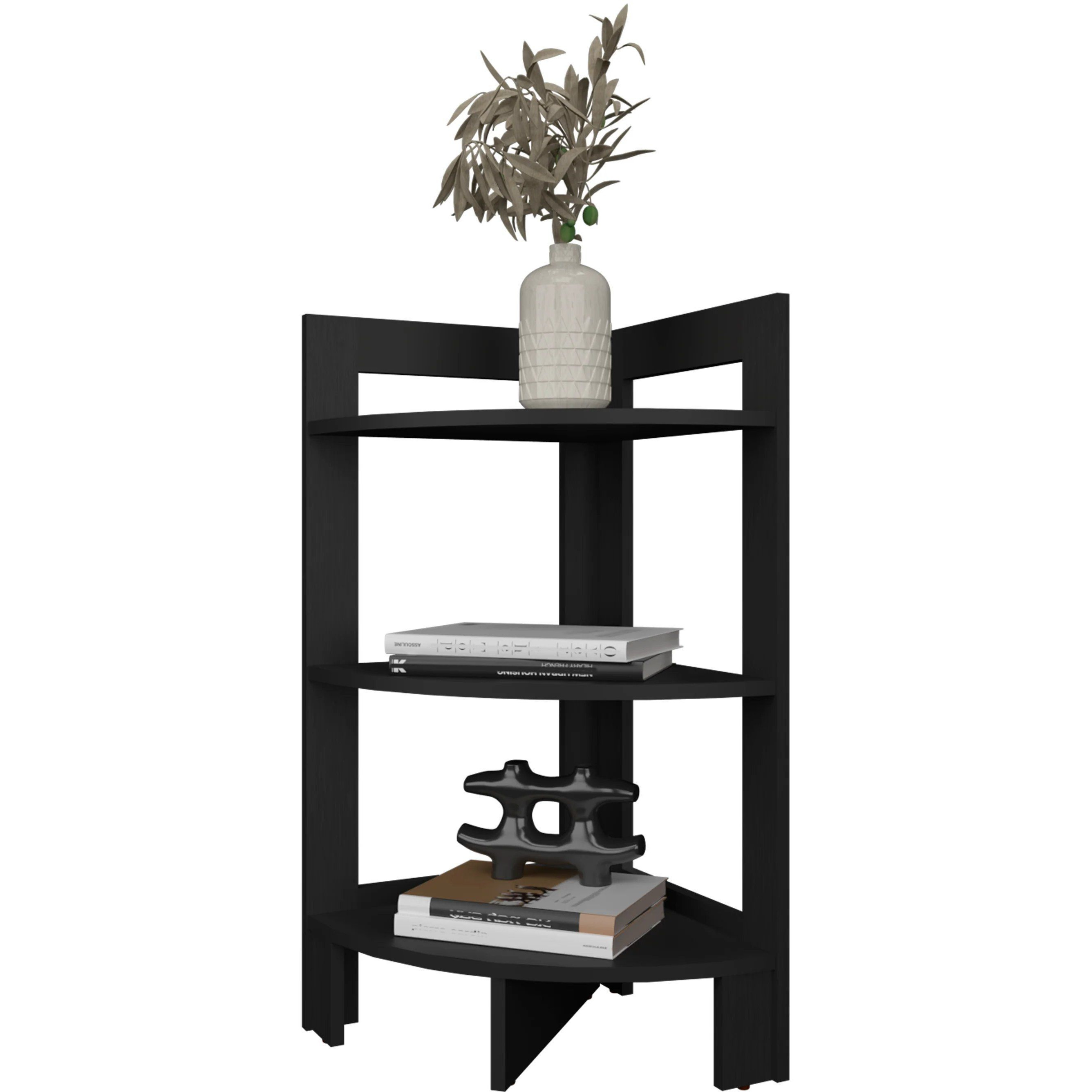 Black Corner Shelf with 3 Shelf