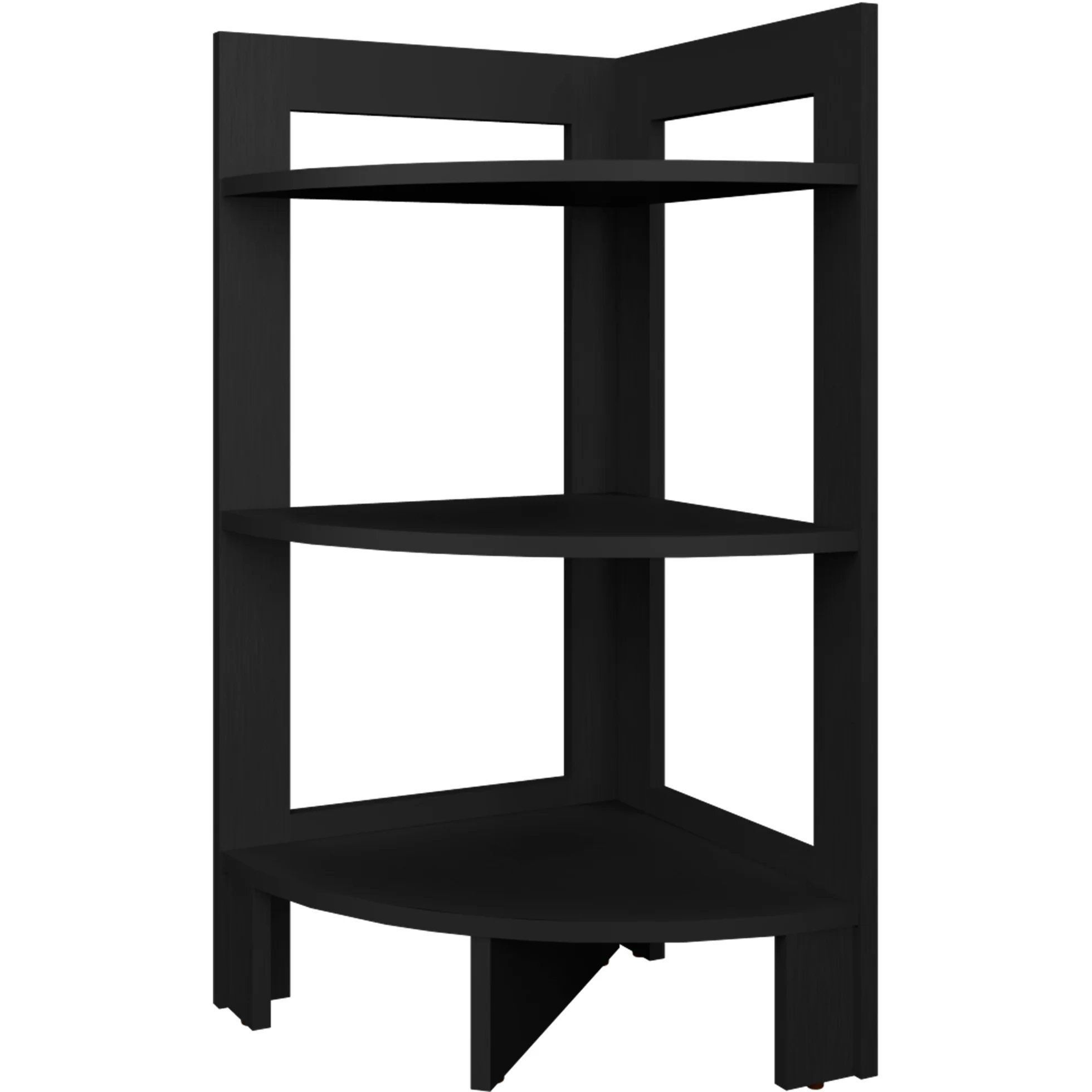 Black Corner Shelf with 3 Shelf