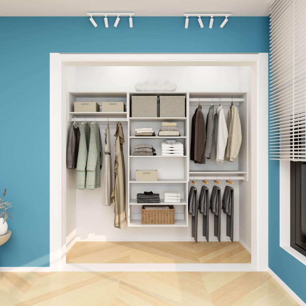 Livelylodge Modular Wardrobe Closet - Freestanding White Closet with Spacious Storage Shelves and Hanging Rods 70.86&quotW x 16.04&quotD x 70.86&quotH