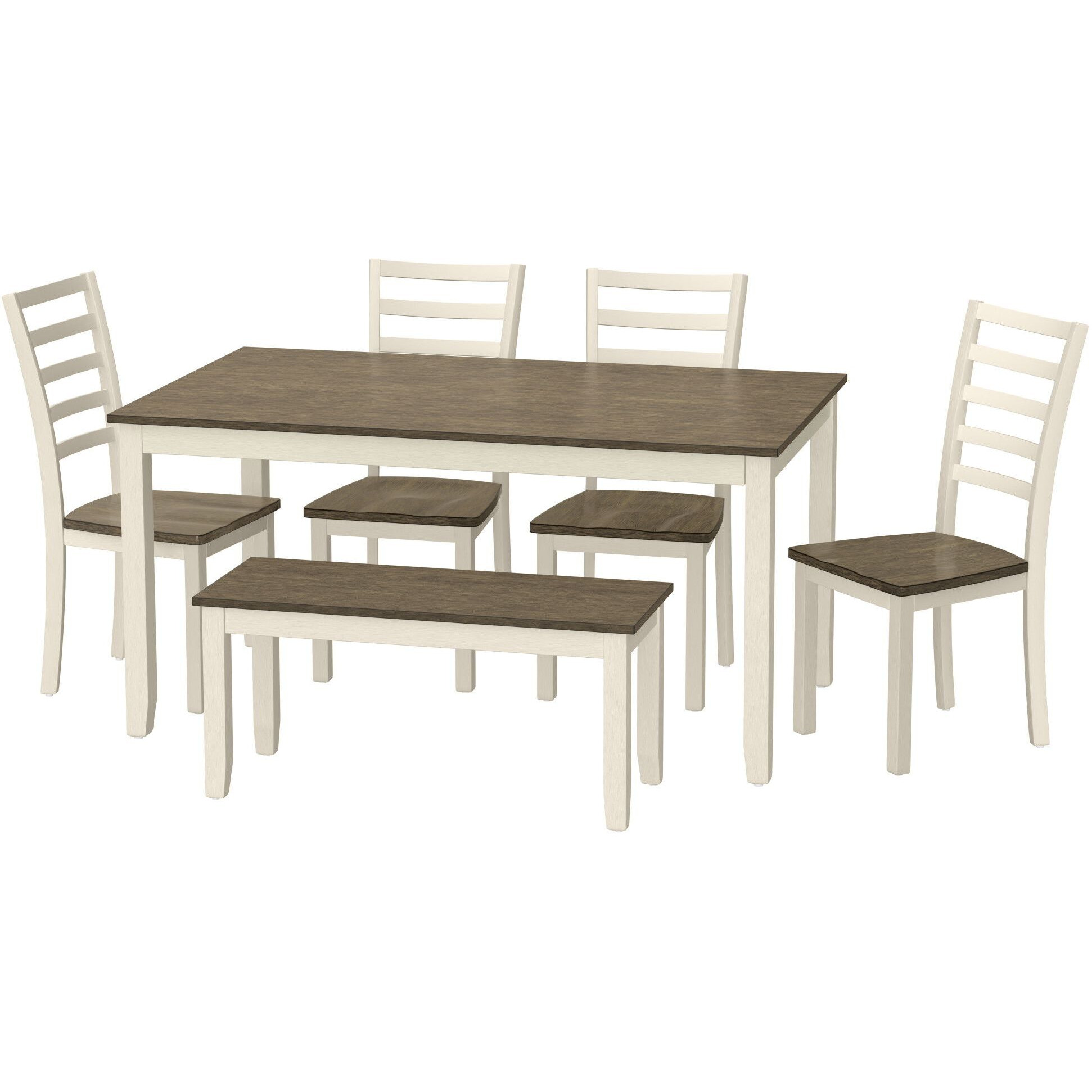 Wallace & Bay Radiant Brown And White 6 Piece Dining Table Set