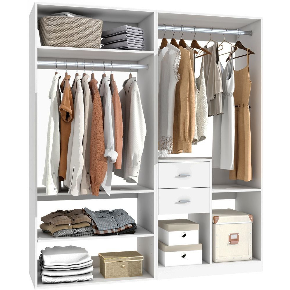 Tall Closet System with Closet Drawers,White Walk-in Closet Organizers and Storager