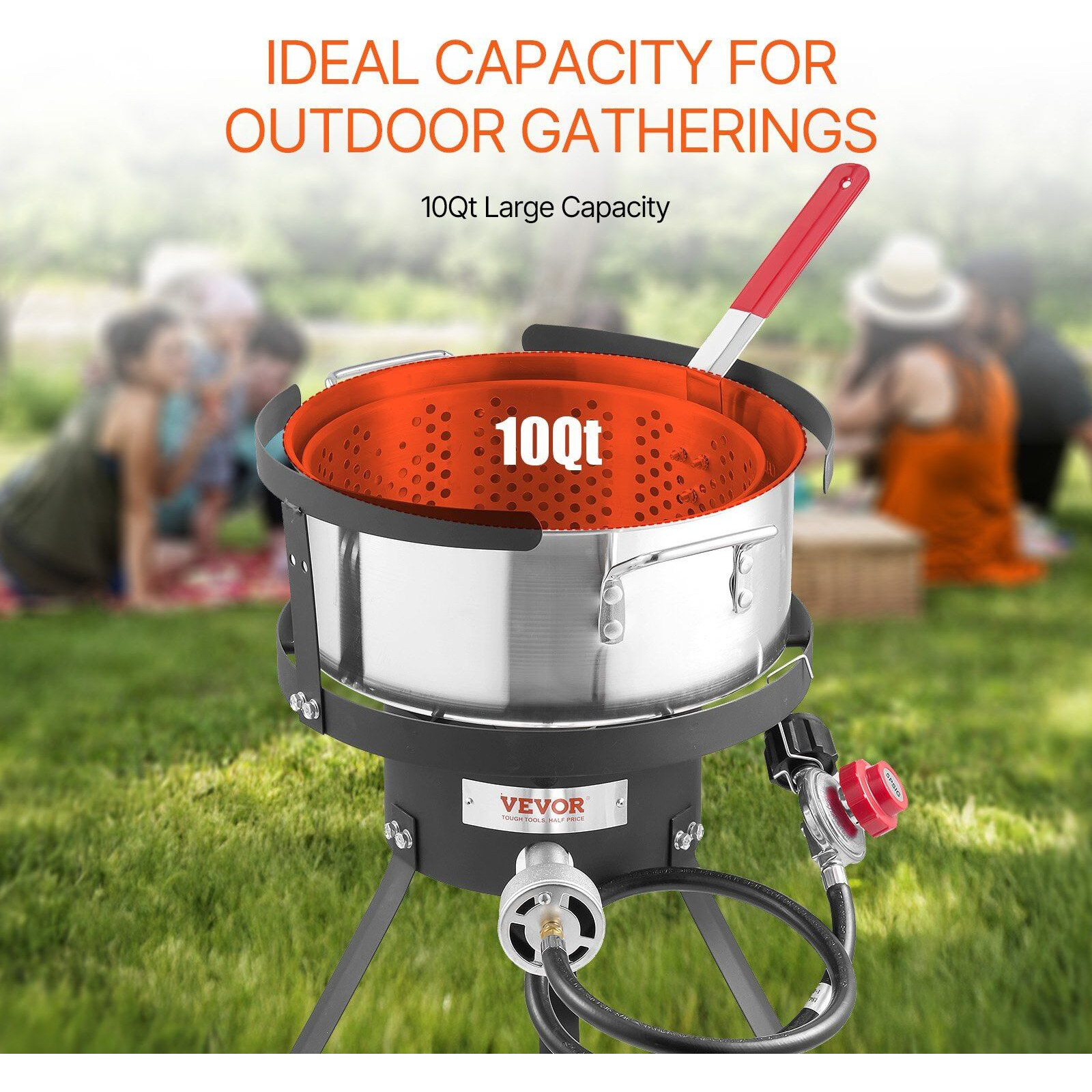 10 Qt Fish and Wing Fryer Aluminum Outdoor Propane Deep Fryer Kit with Basket