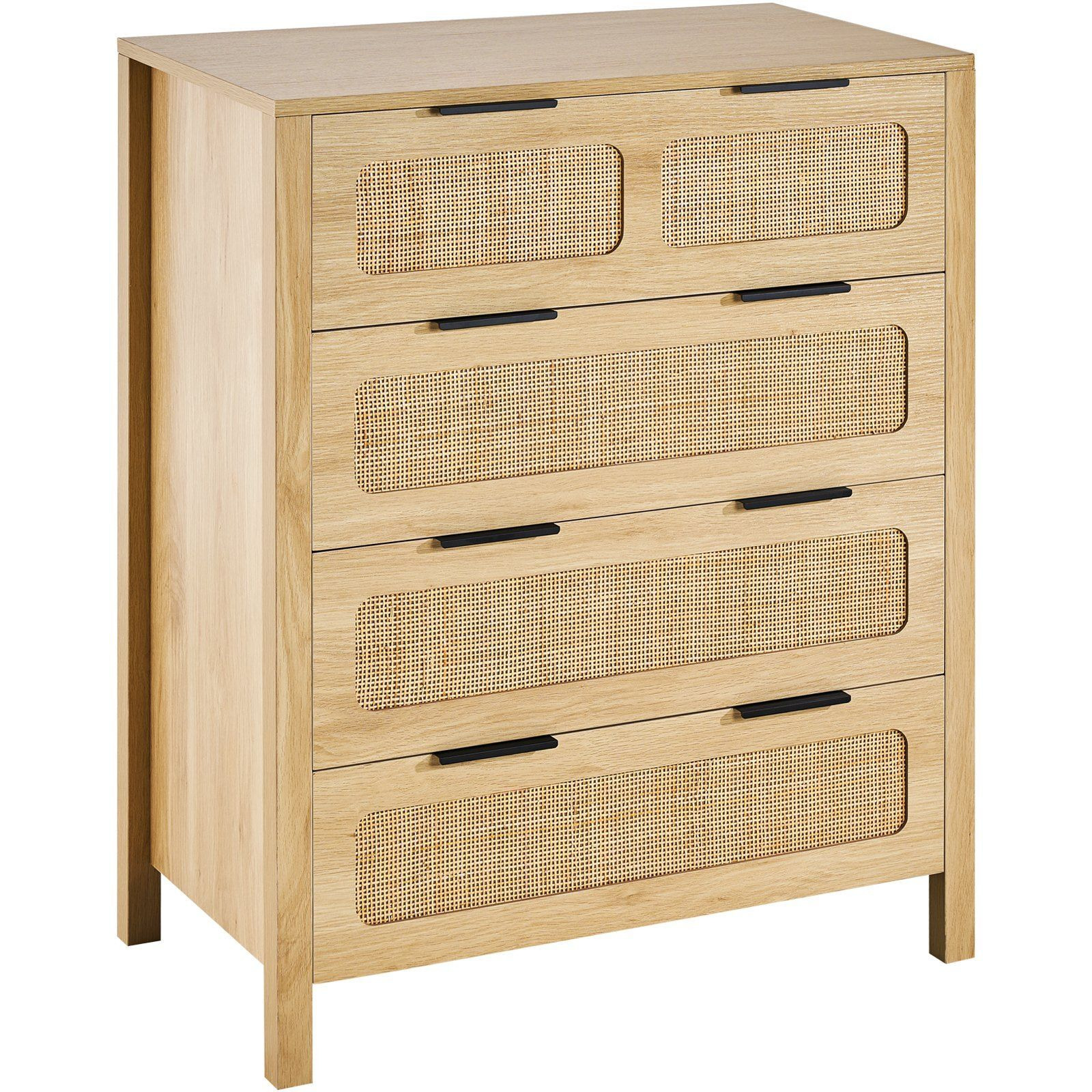 VEVOR 7 Drawer Rattan Dresser, Boho Dresser, Natural Rattan Chest of Drawers with Spacious Storage, for Bedroom, Living Room & Hallway, Rattan Nightstand with Sturdy Handles&Legs, Natural Wood