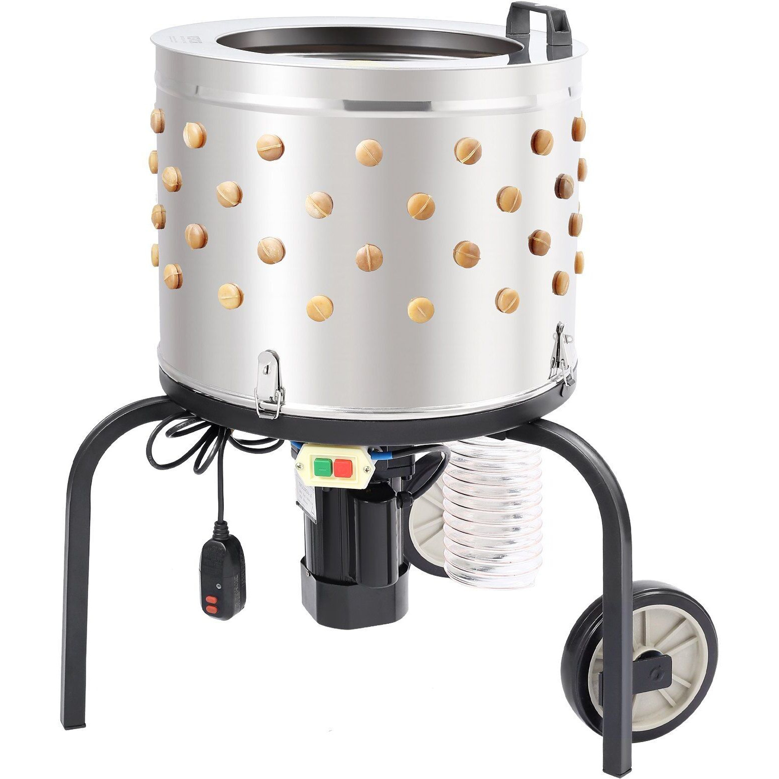 VEVOR Chicken Plucker Machine, 20" Diameter Stainless Steel Drum De-Feather Remover Poultry, 280RPM Defeathering Equipment with 108 Soft Fingers, 500W Motor for Efficient Poultry Plucking