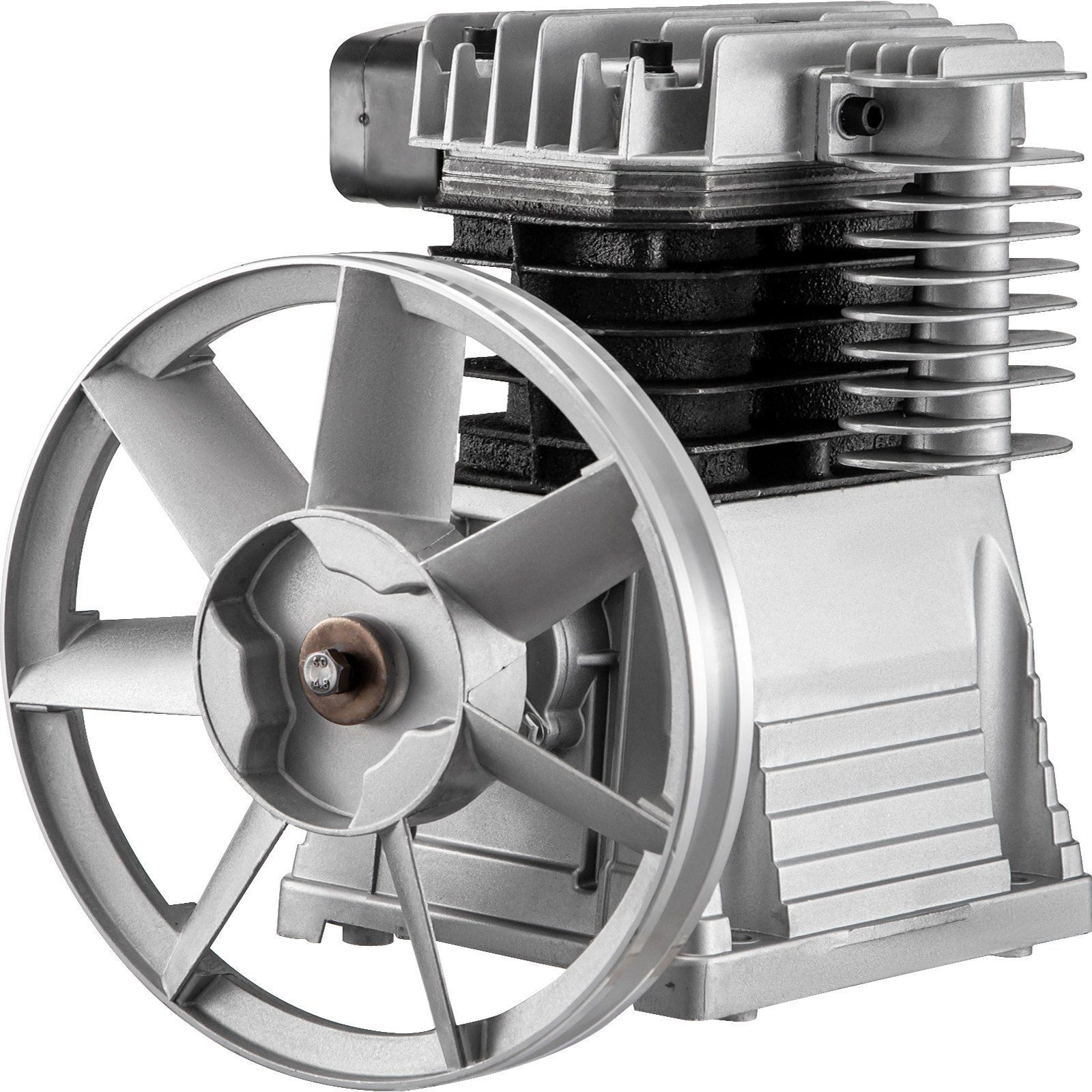 VEVOR Air Compressor Pump 3HP 11.8CFM Air Compressor Head Pump 115PSI Single Stage Twin Cylinder Aluminum Air Compressor Head Piston Style Splash Lubrication Pump (Single Stage)