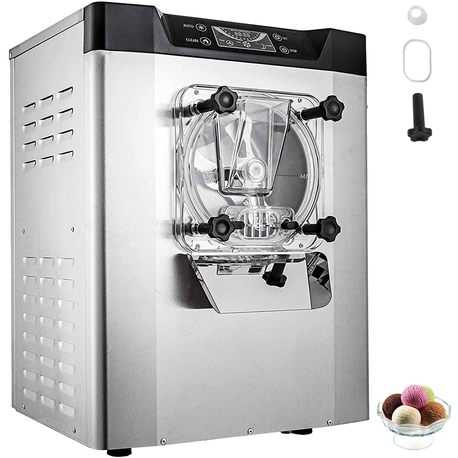 VEVOR Commercial Ice Cream Machine 1400W 20/5.3 Gph Hard Serve Ice Cream Maker with LED Display Screen Auto Shut-Off Timer One Flavors Perfect for Restaurants Snack bar Supermarkets