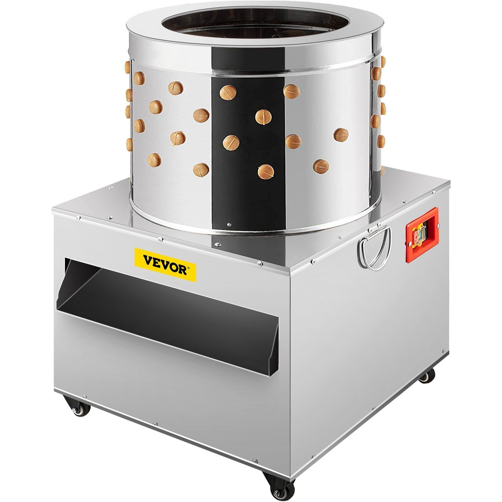 VEVOR Stainless Steel Chicken Plucker 20Inch Barrel Diameter De-Feather Remover Poultry Machine 1500W 275R/min Barrel Diameter Heavy Duty Feather Plucking Machine
